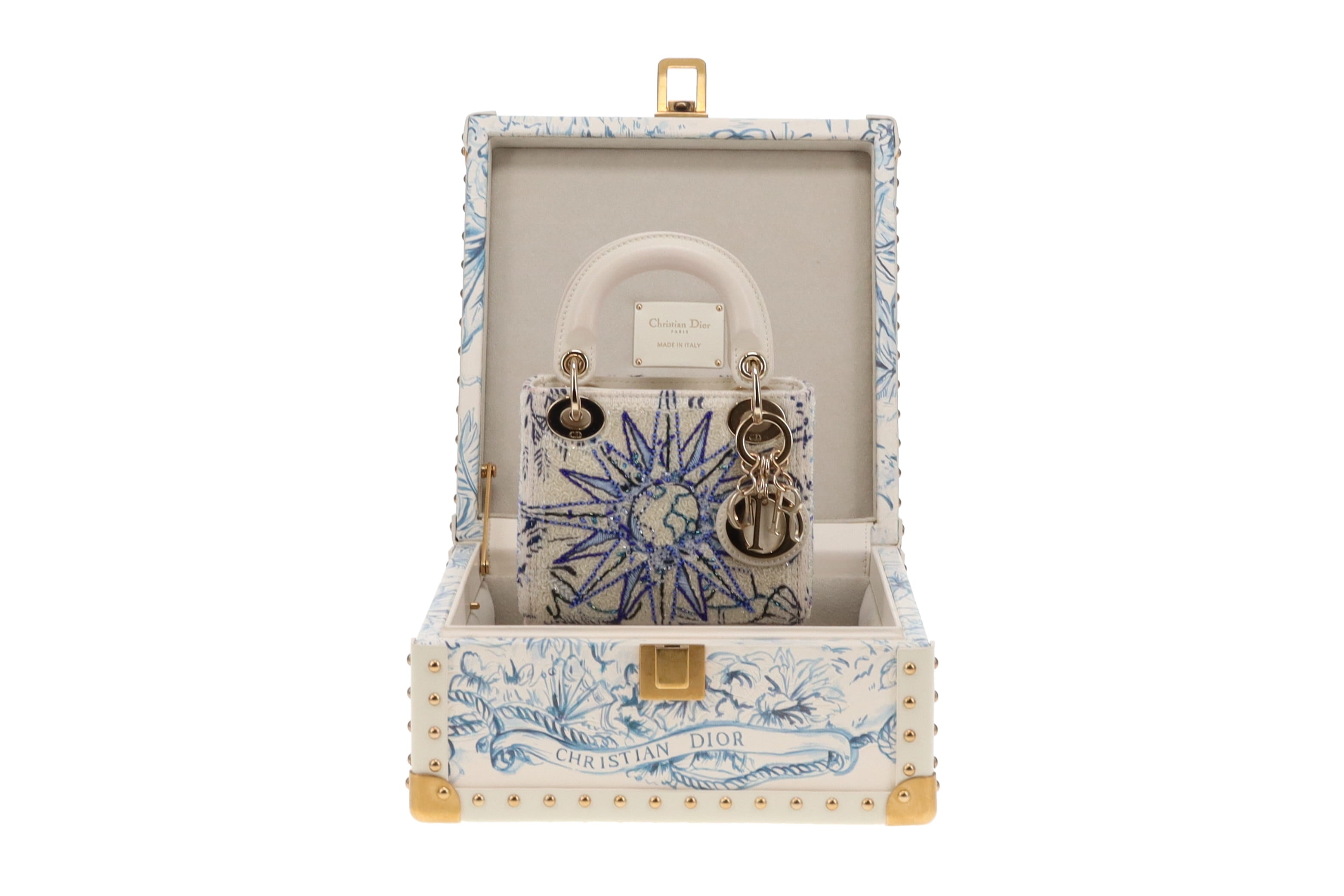 Dior Micro Lady Dior with Small Trunk Blue Multicolour Reve D'Infini Sbalzo Calfskin