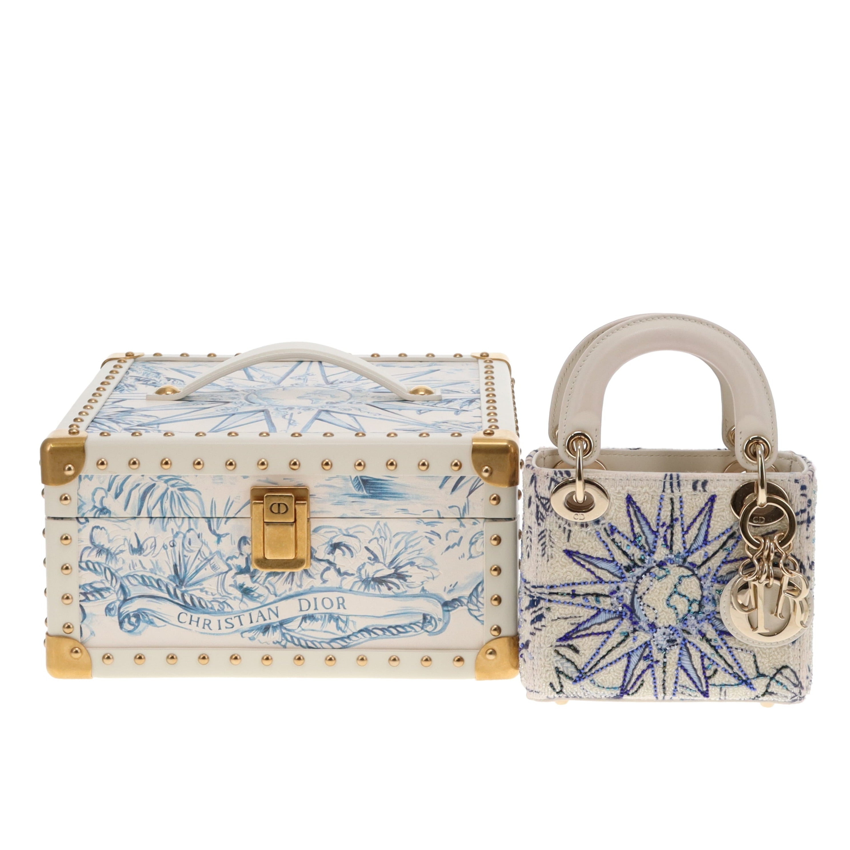 Dior Micro Lady Dior with Small Trunk Blue Multicolour Reve D'Infini Sbalzo Calfskin