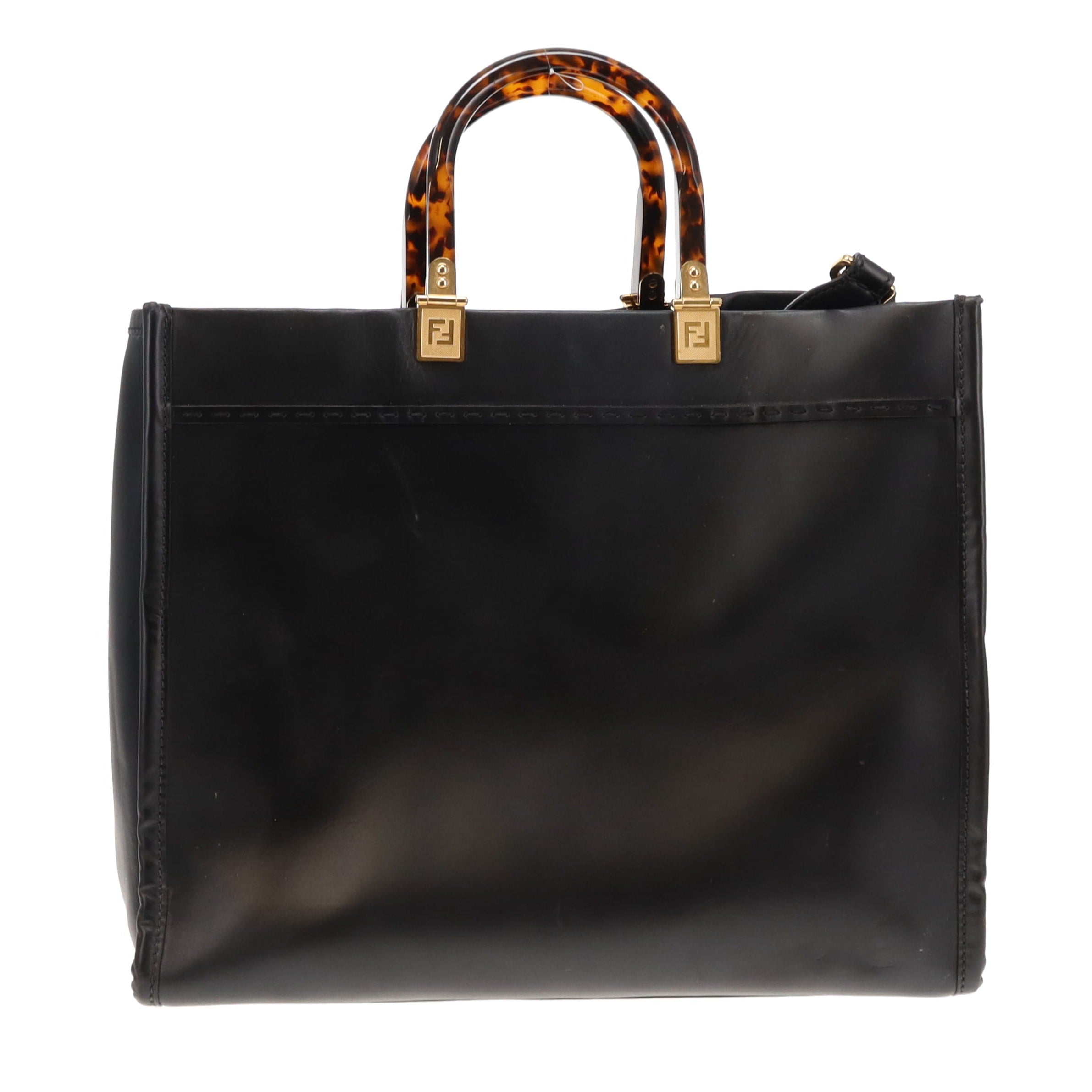 Fendi Black Calfskin Medium Sunshine Tote with Strap