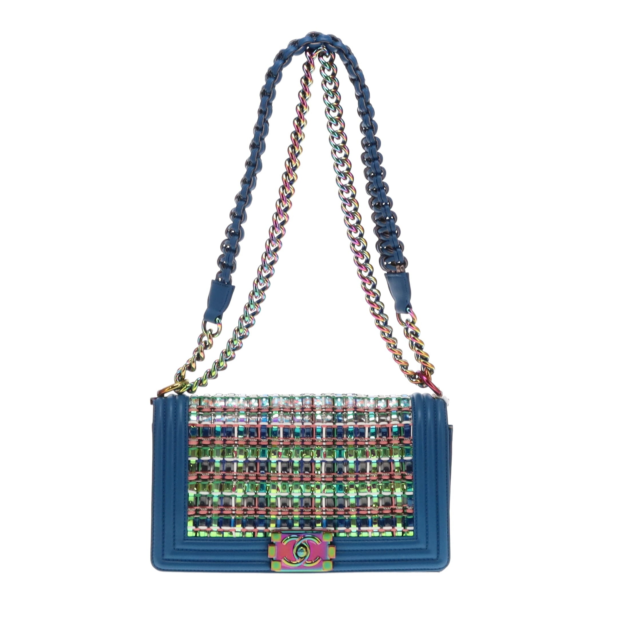 Chanel Blue/Multi Braided Old Medium Boy Bag 2017/18