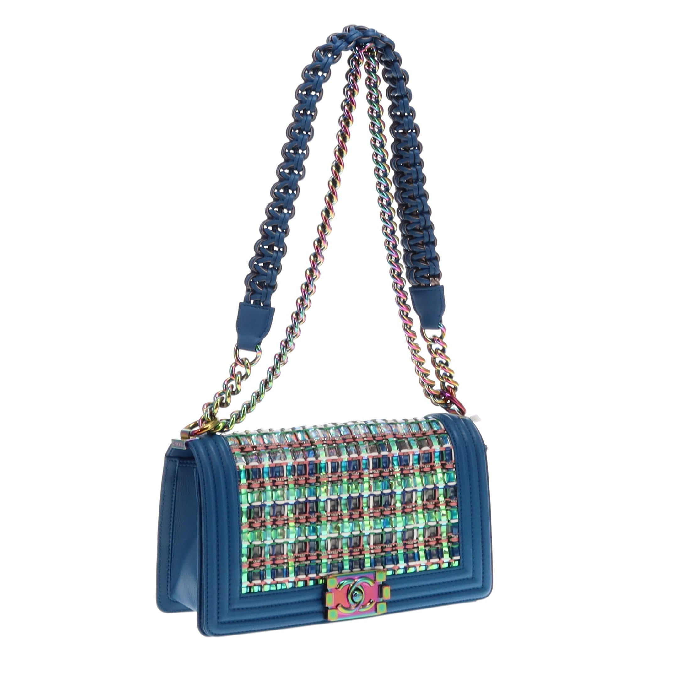 Chanel Blue/Multi Braided Old Medium Boy Bag 2017/18