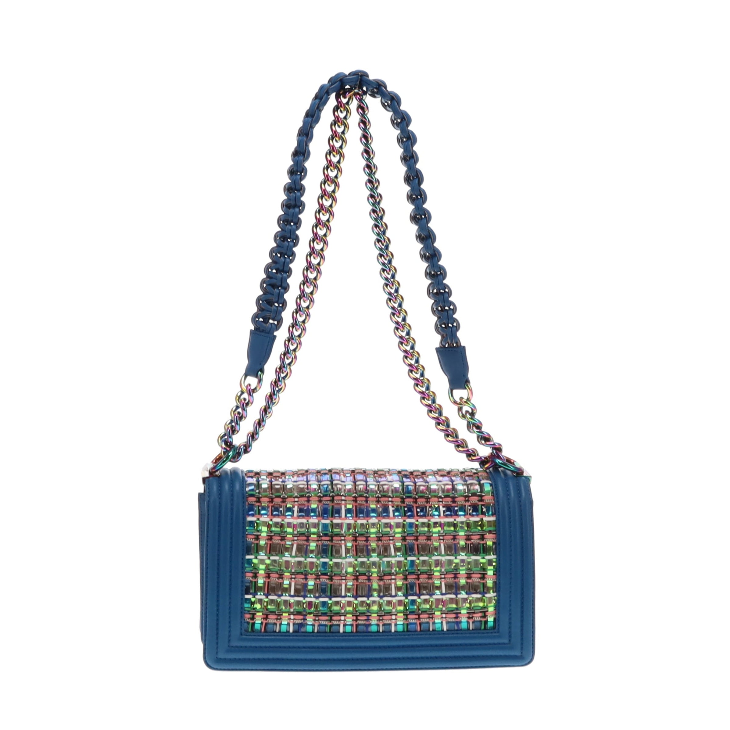 Chanel Blue/Multi Braided Old Medium Boy Bag 2017/18