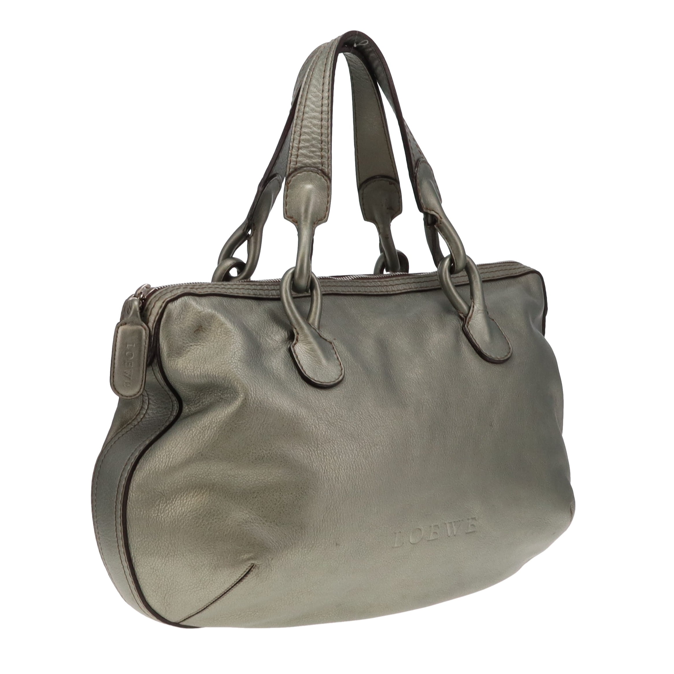 Loewe Metallic Green Leather Fiesta Hobo