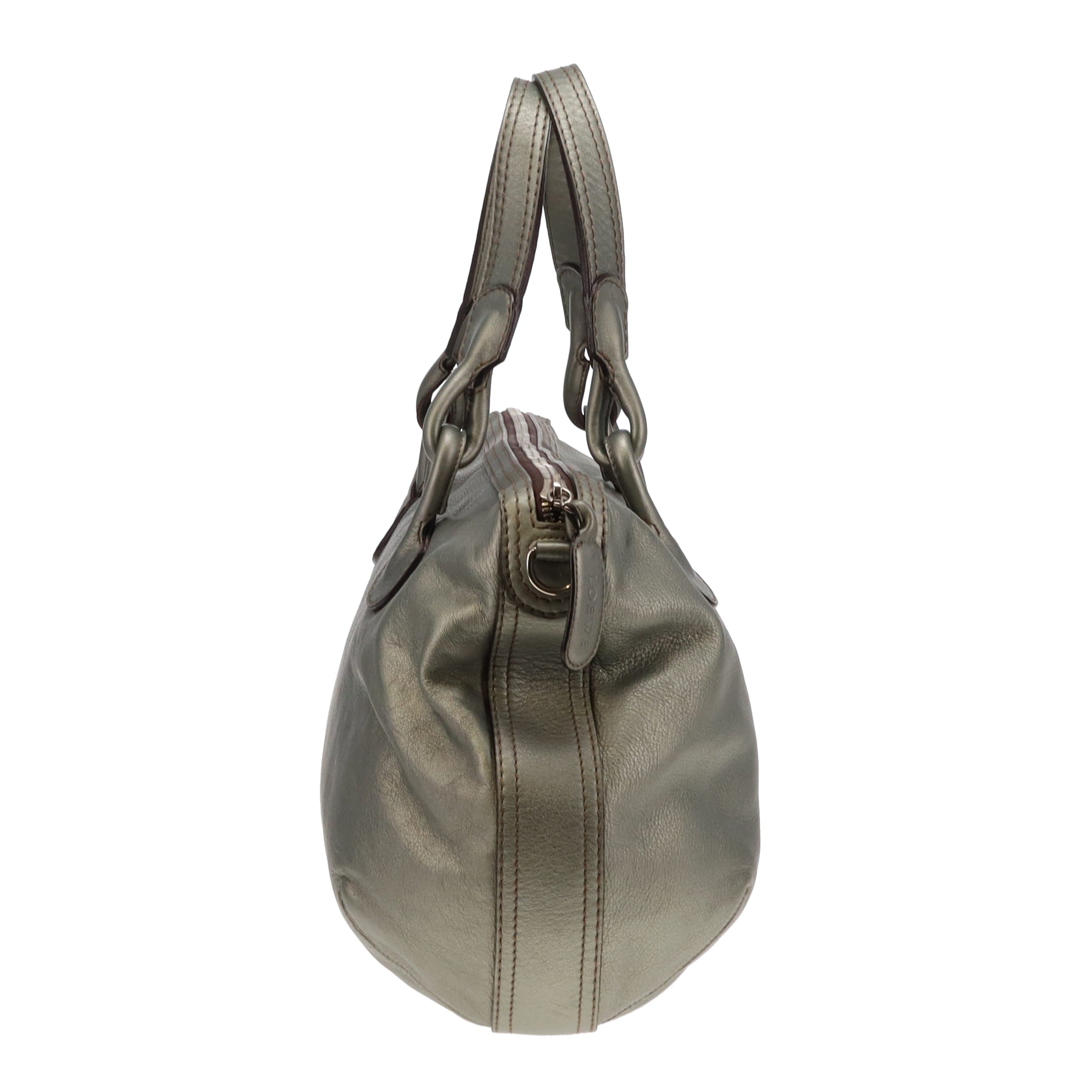 Loewe Metallic Green Leather Fiesta Hobo