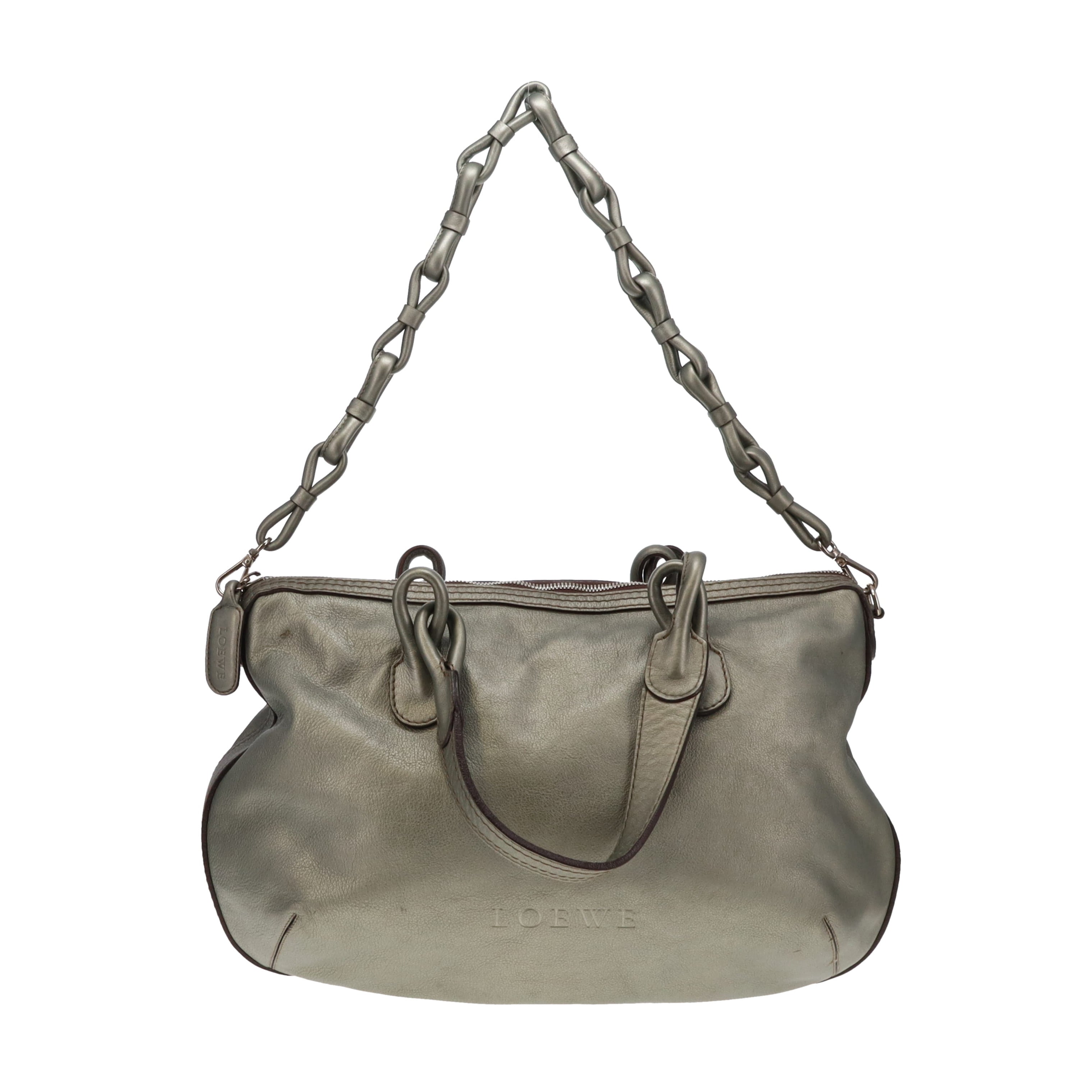 Loewe Metallic Green Leather Fiesta Hobo