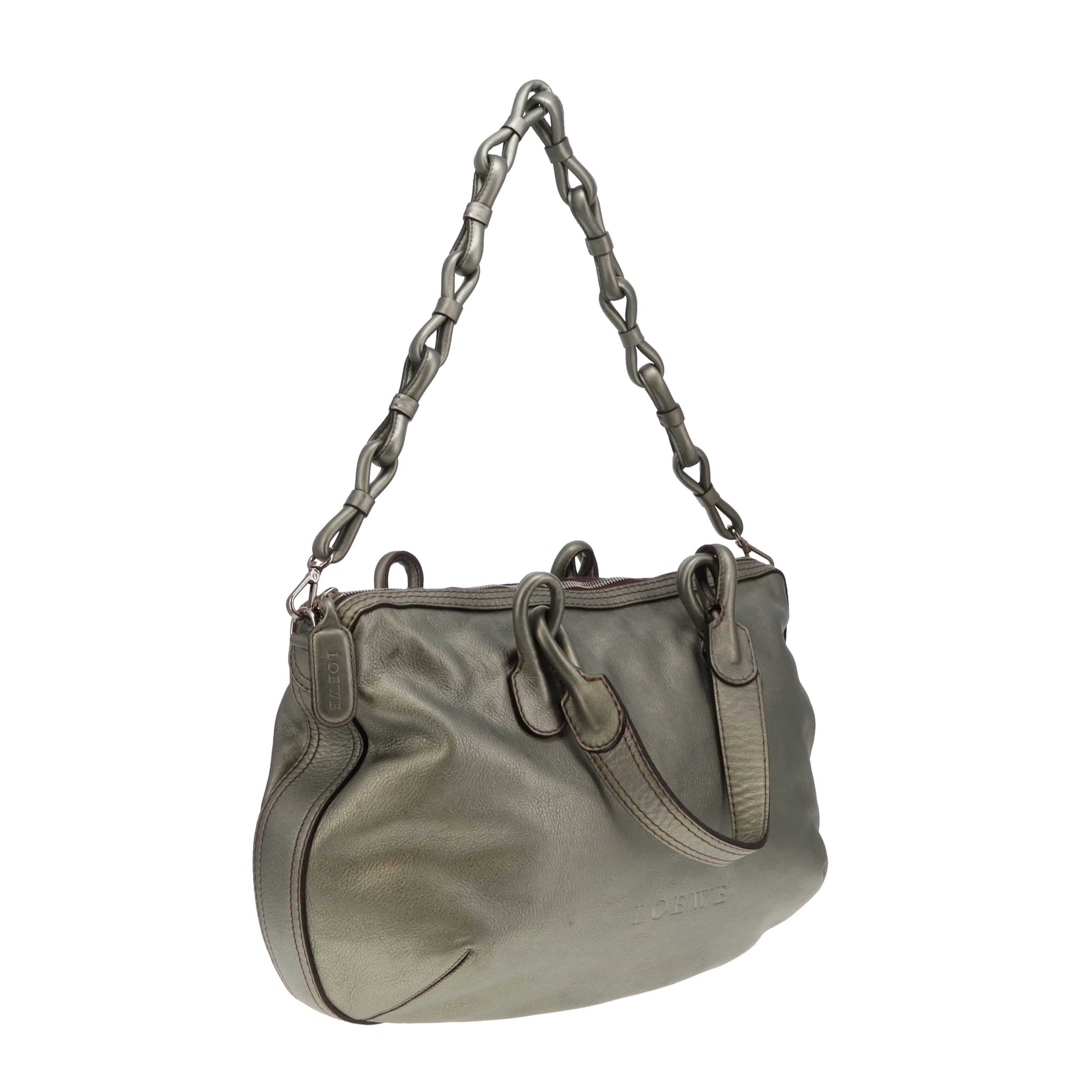 Loewe Metallic Green Leather Fiesta Hobo