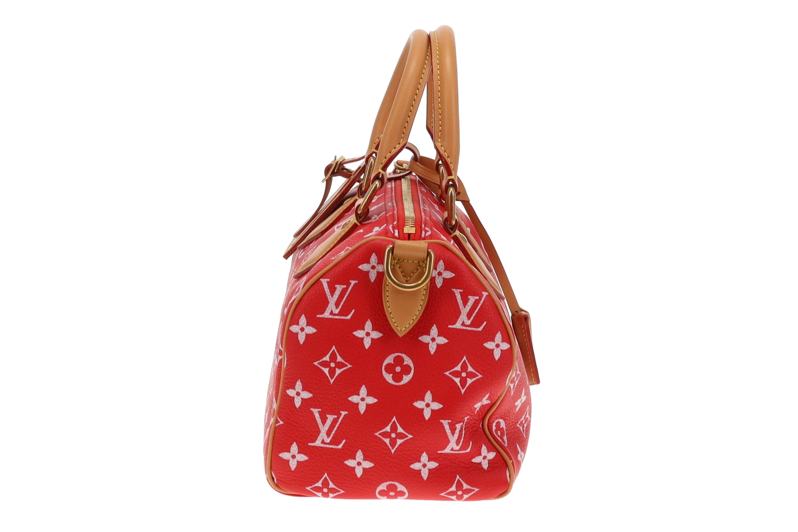 Louis Vuitton Rare Red Leather Pharrell Williams P9 Speedy 25 Shoulder Bag (NFID)