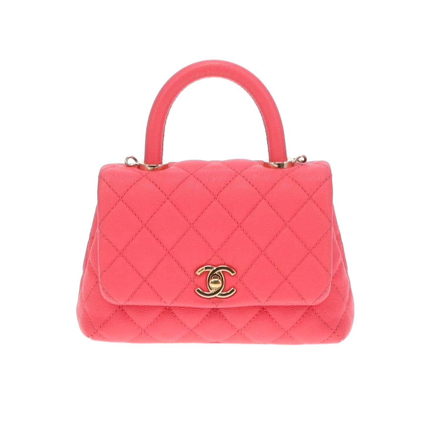 Chanel Hot Pink Caviar Mini Coco Handle 2020