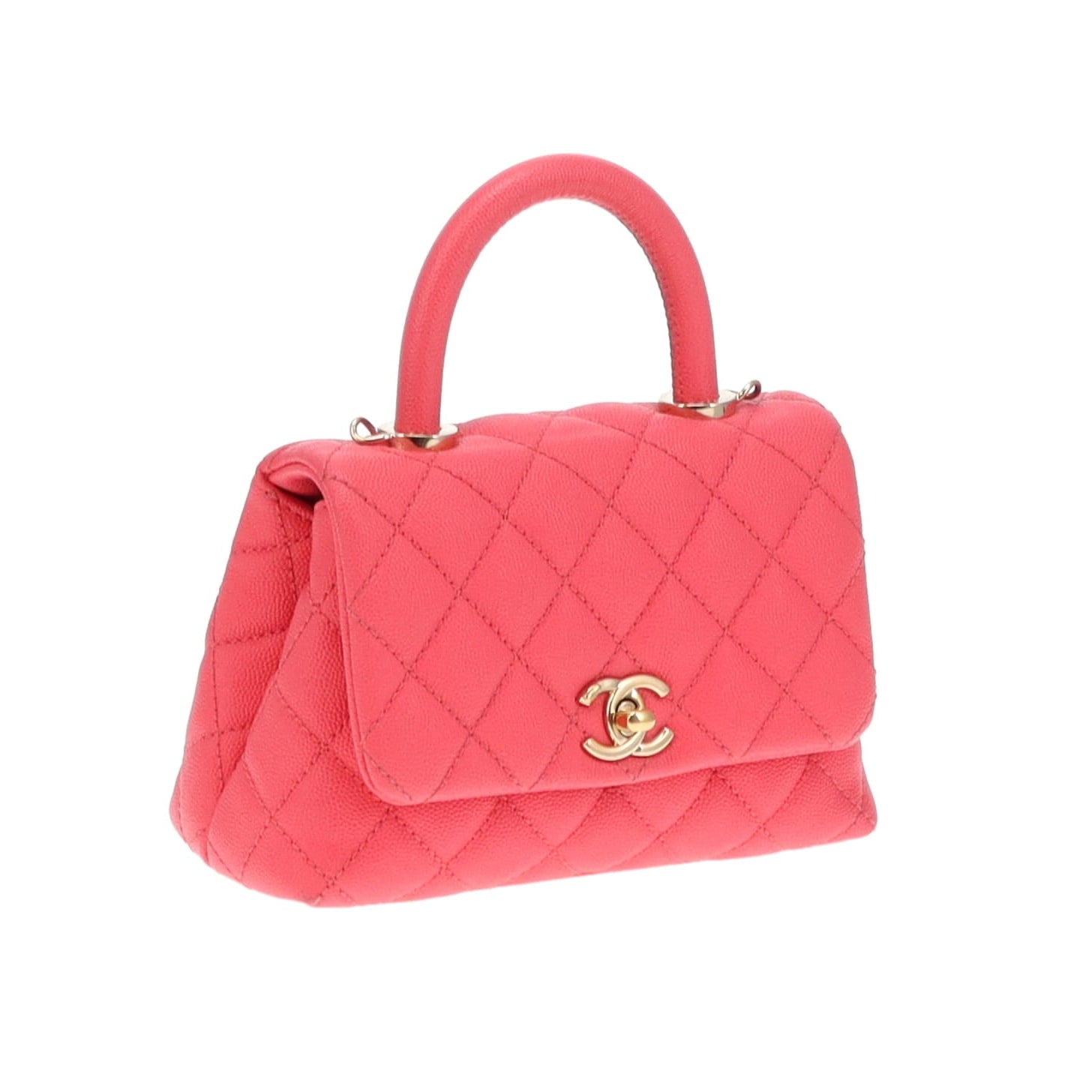 Chanel Hot Pink Caviar Mini Coco Handle 2020