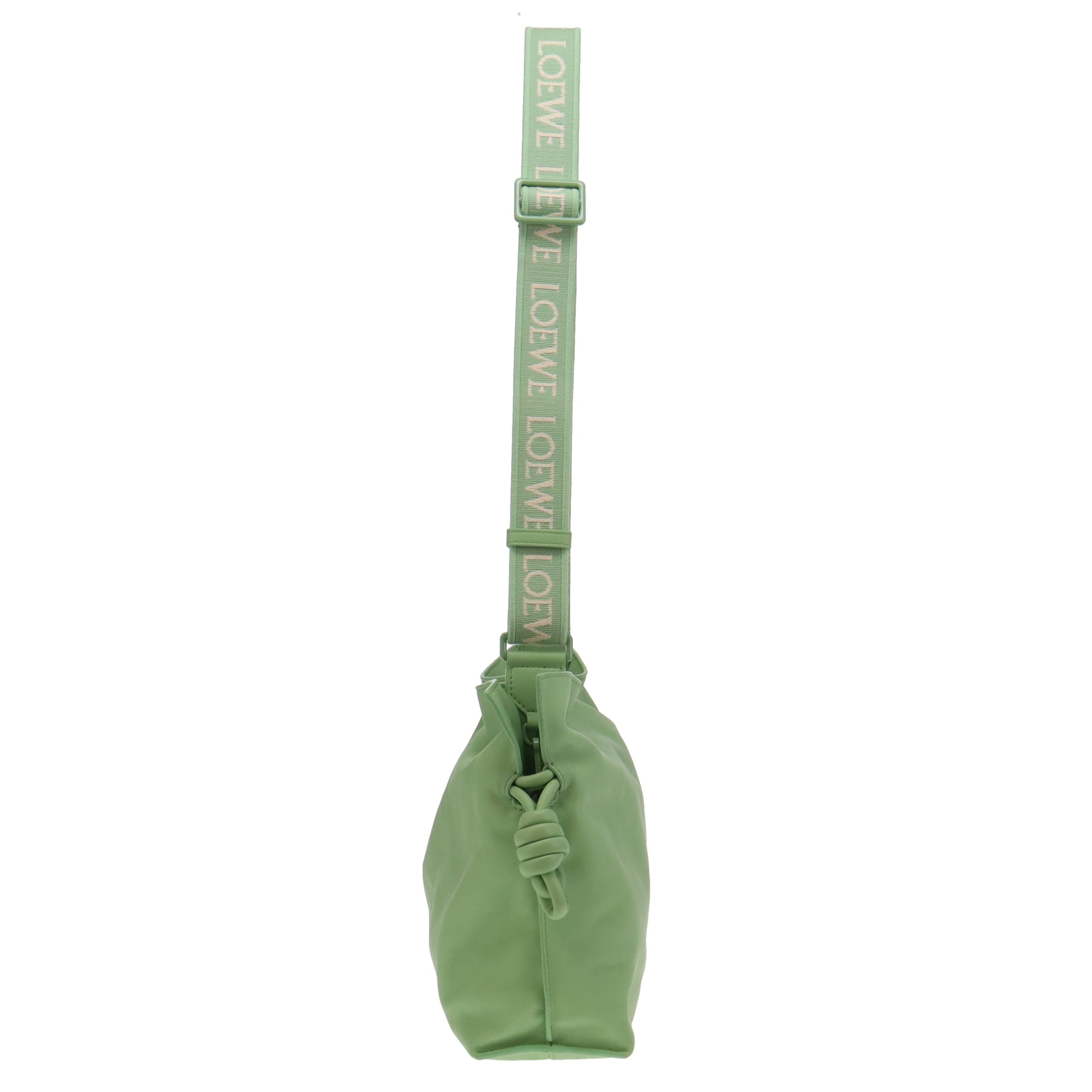 Loewe Lime Green Nappa Calfskin Flamenco Clutch with Logo Strap