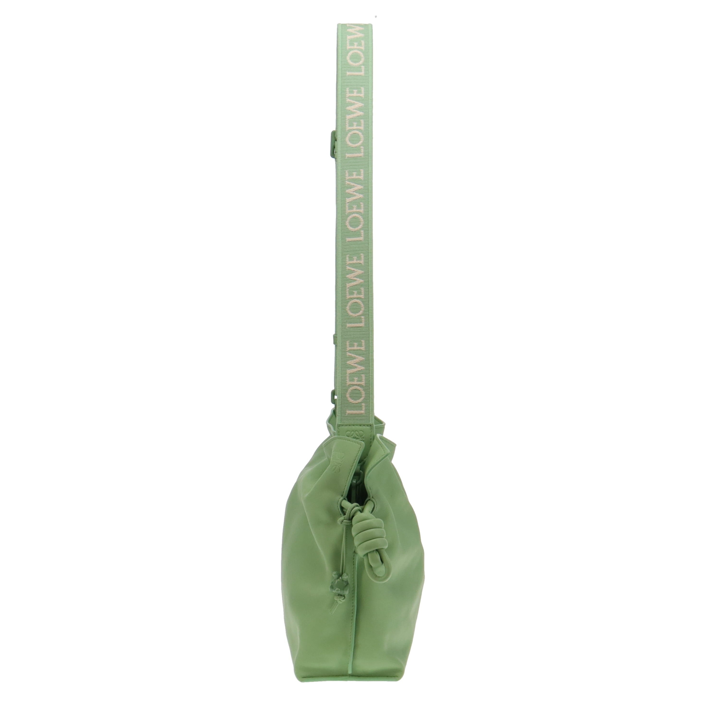 Loewe Lime Green Nappa Calfskin Flamenco Clutch with Logo Strap