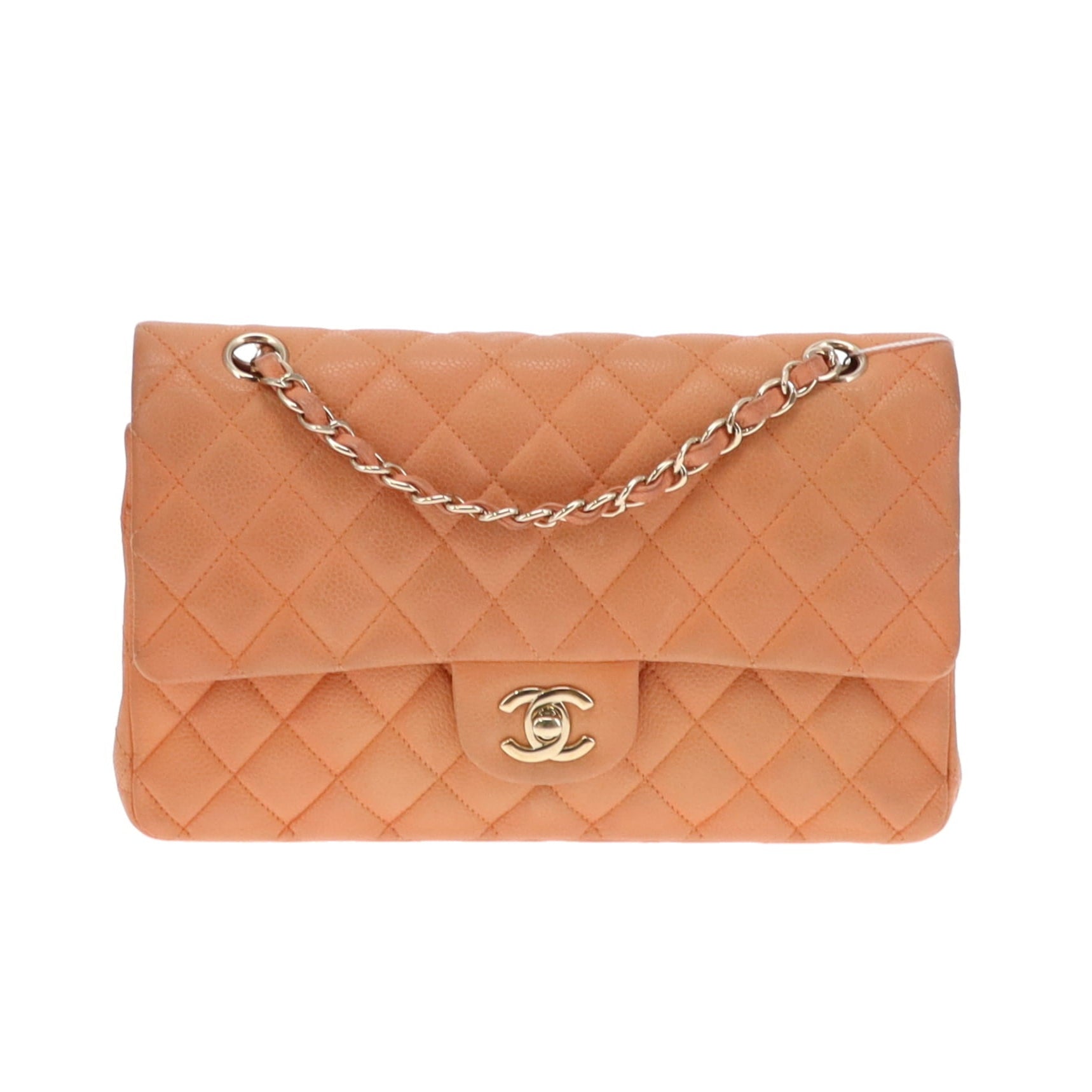 Chanel Peach Caviar Leather Classic Medium Double Flap Bag 2012