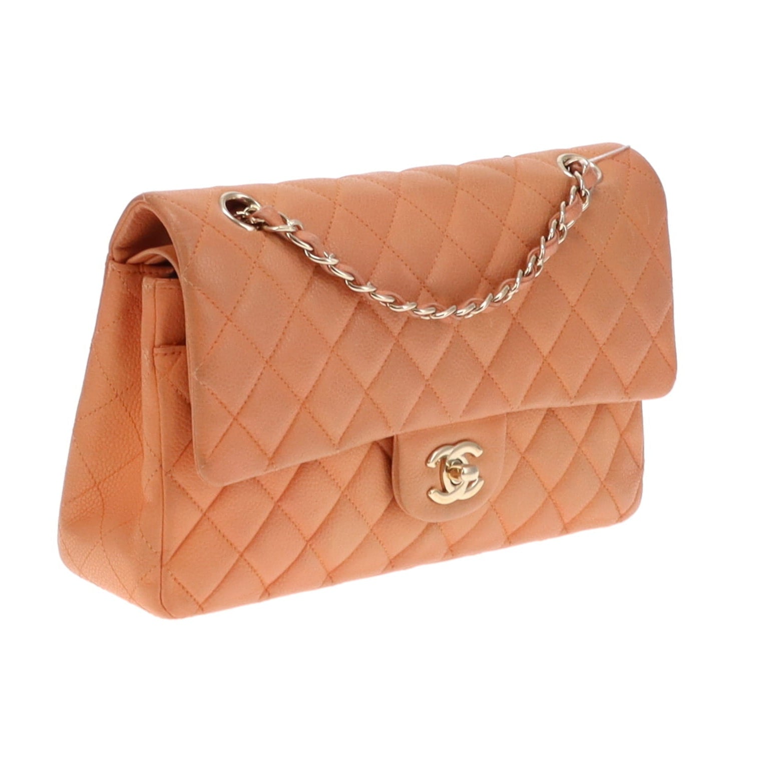 Chanel Peach Caviar Leather Classic Medium Double Flap Bag 2012