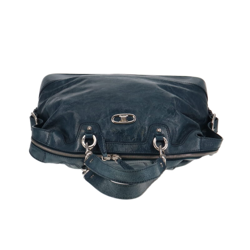 Celine Vintage Teal Tote With Pouch