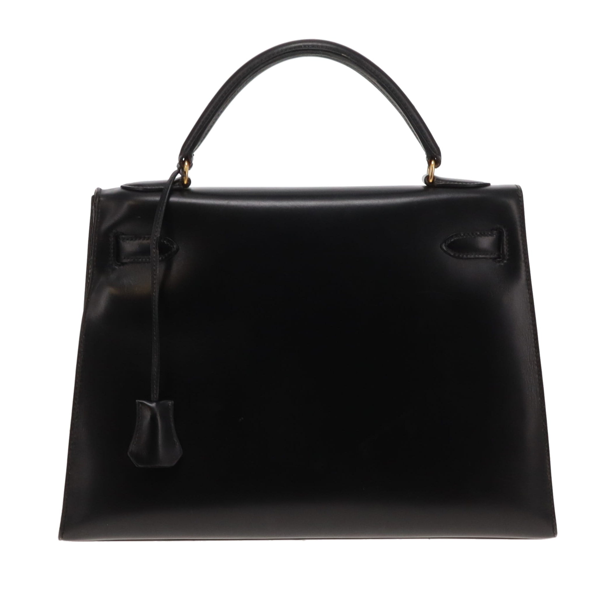 Hermes Black Box Leather GHW Vintage Kelly 32 1994