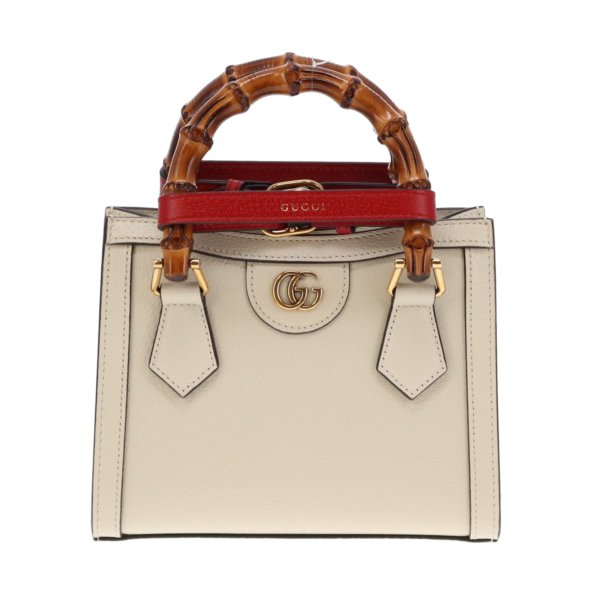 Gucci White Leather Mini Diana Tote Bag