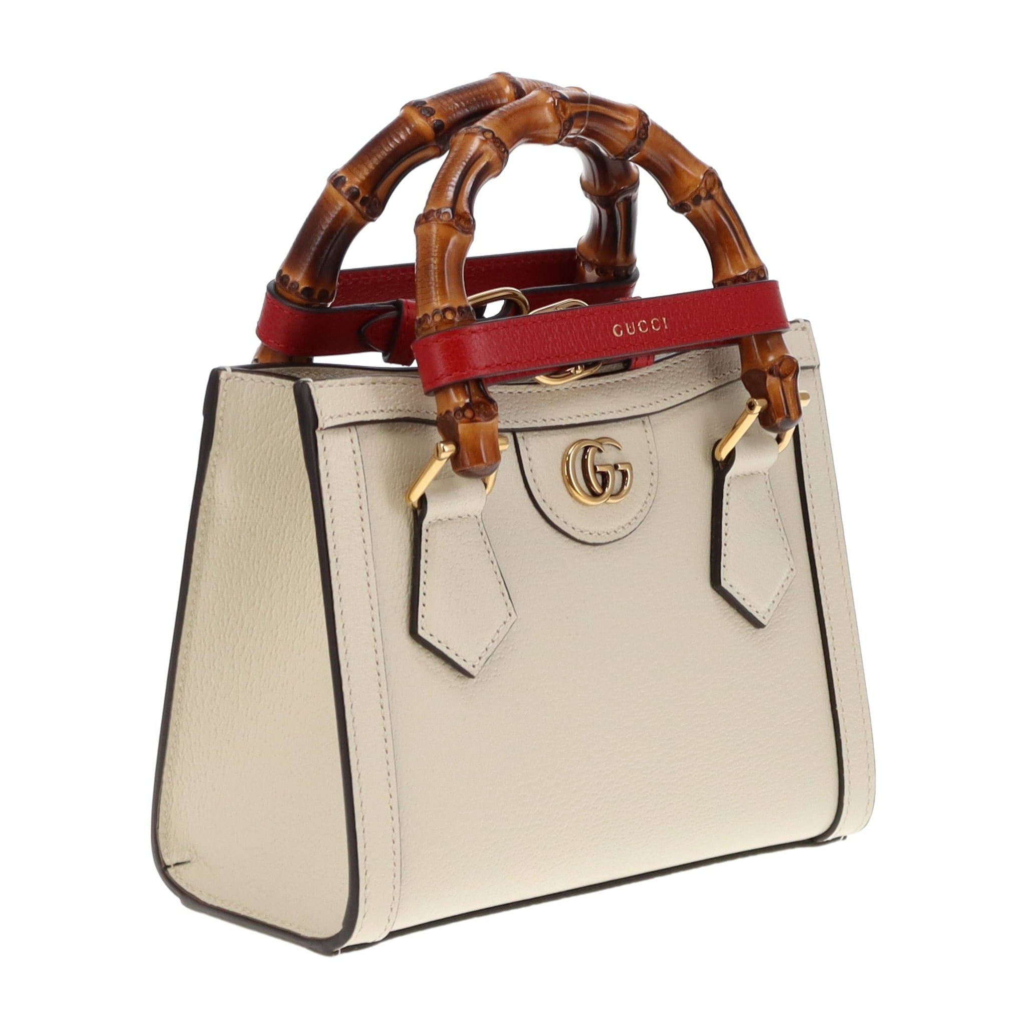 Gucci White Leather Mini Diana Tote Bag