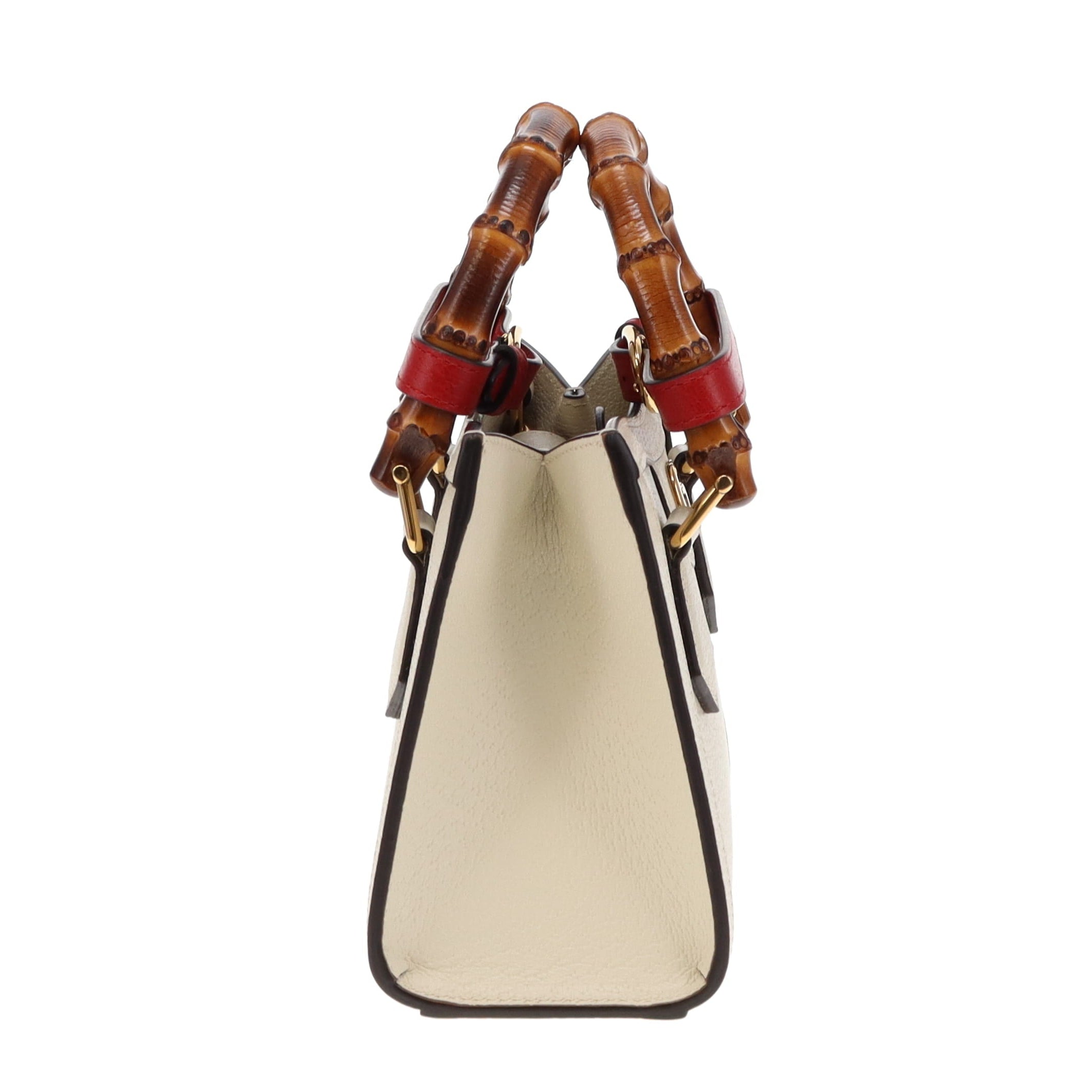 Gucci White Leather Mini Diana Tote Bag
