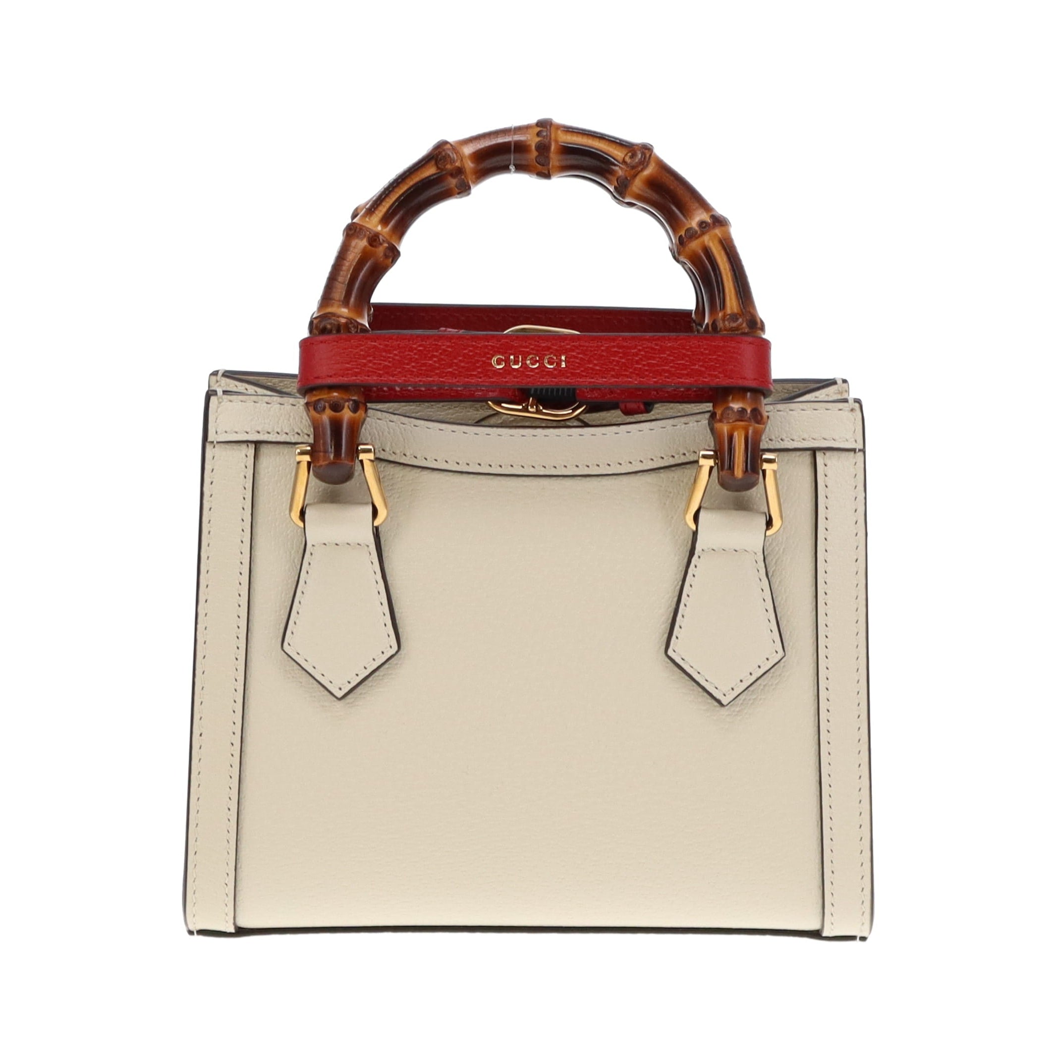 Gucci White Leather Mini Diana Tote Bag