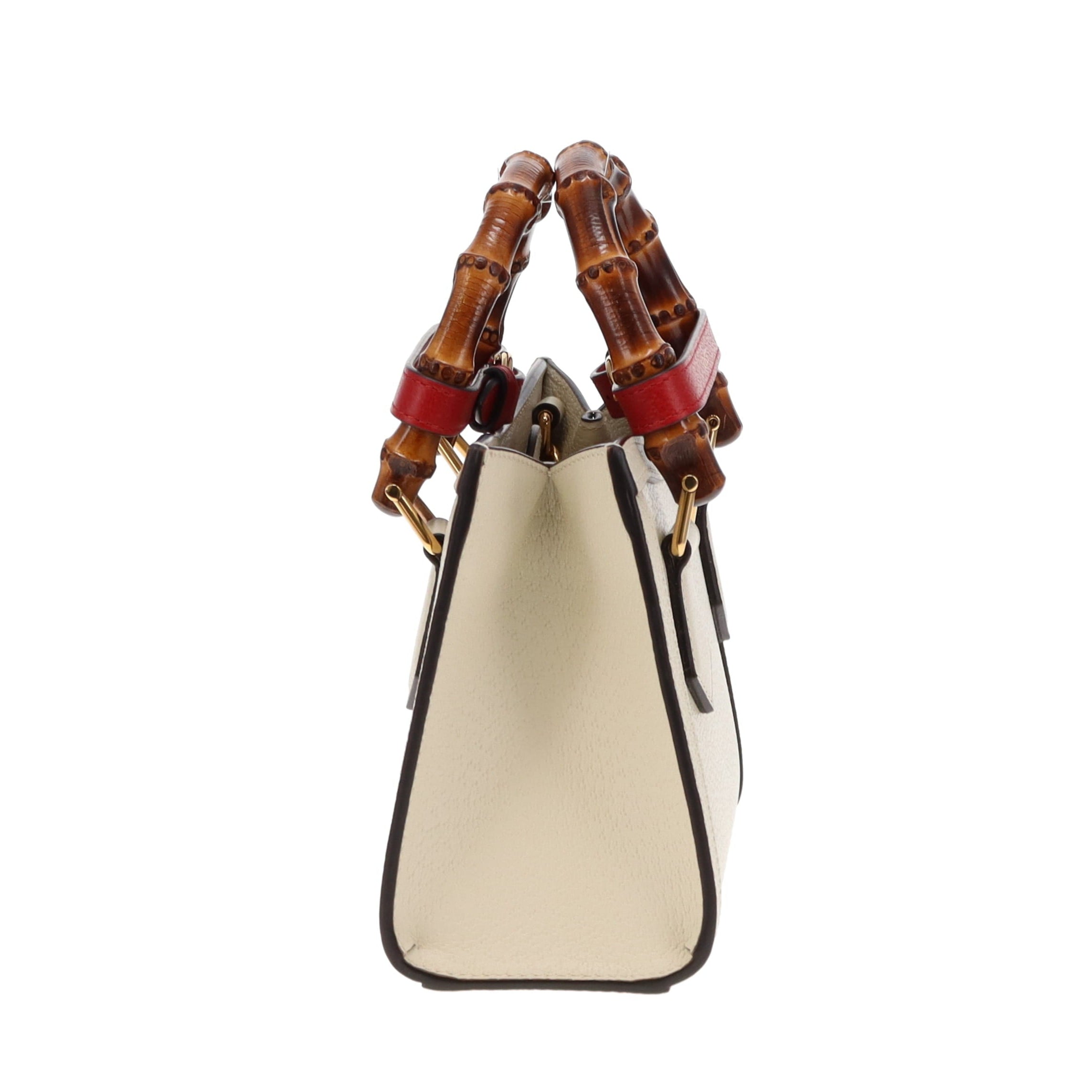 Gucci White Leather Mini Diana Tote Bag