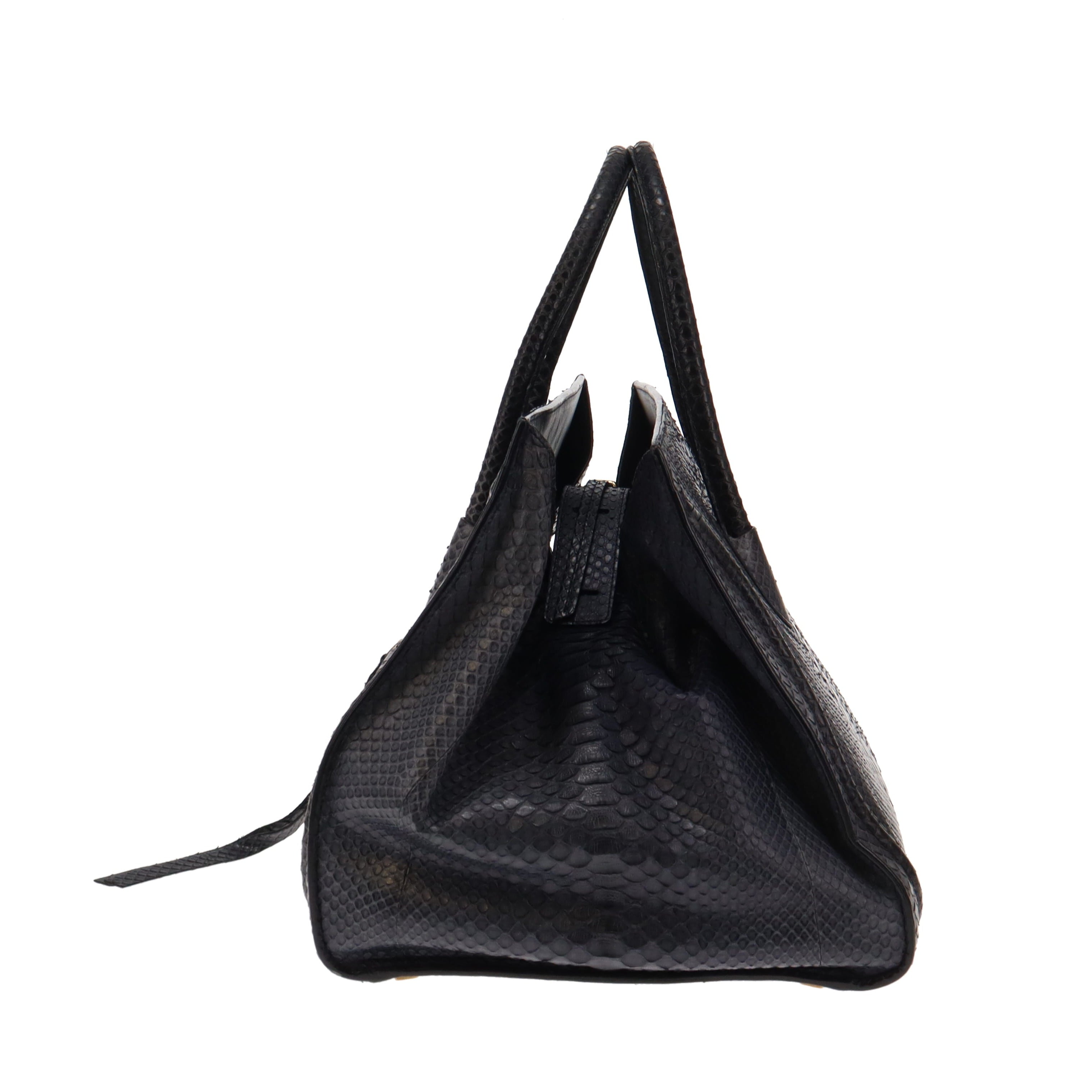 Celine Black & Grey Snakeskin Phantom Luggage Tote