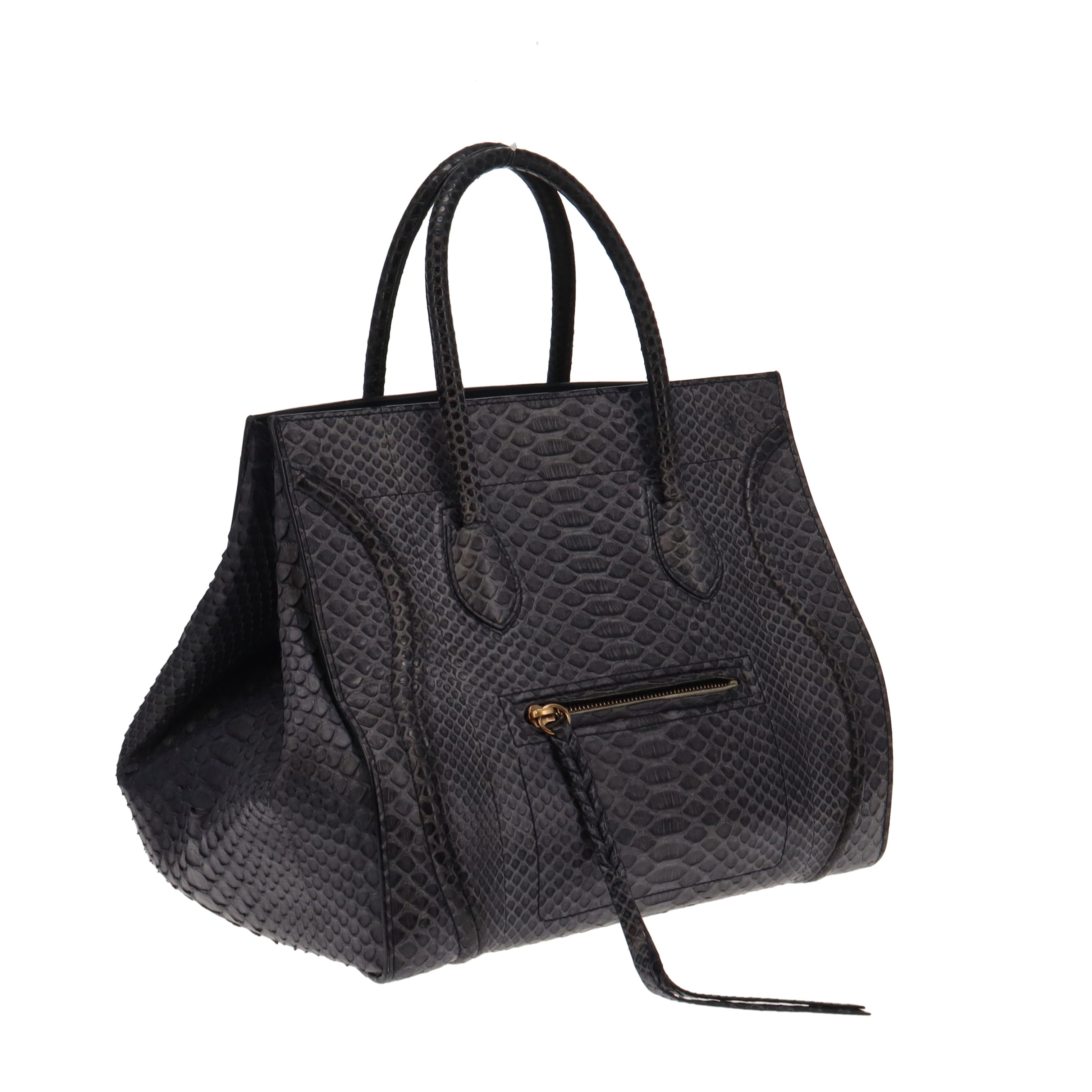 Celine Black & Grey Snakeskin Phantom Luggage Tote