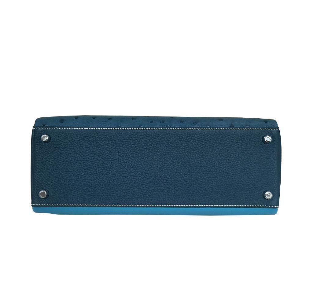Hermès Limited Edition Kelly 32 Blue Green Bag