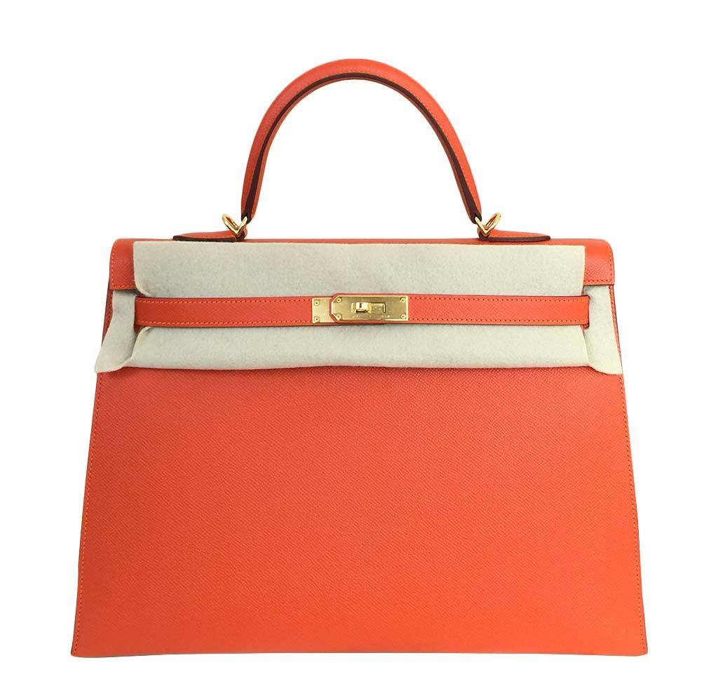 Hermès Kelly 35 Sellier Feu Bag GHW