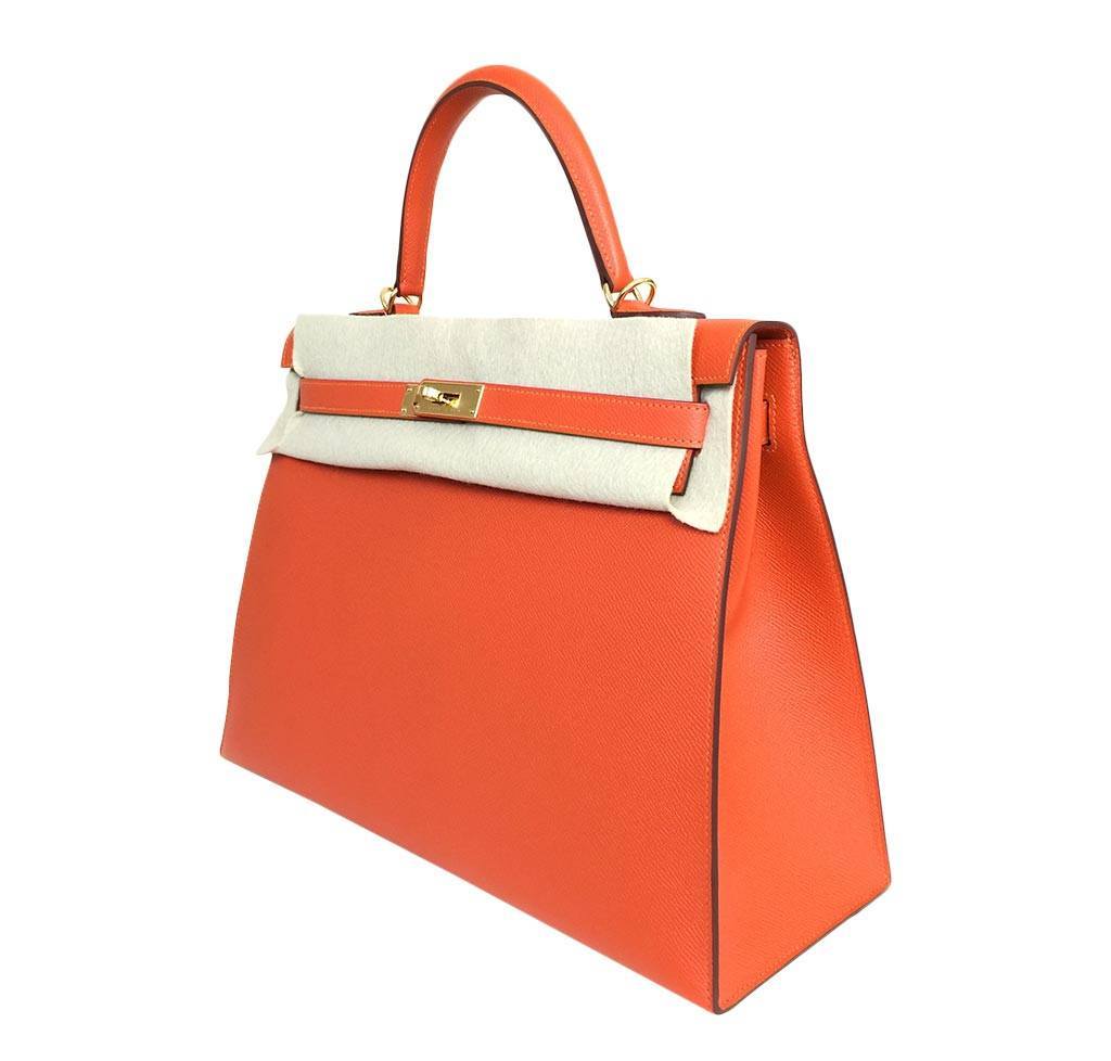 Hermès Kelly 35 Sellier Feu Bag GHW