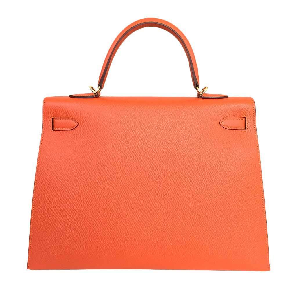 Hermès Kelly 35 Sellier Feu Bag GHW
