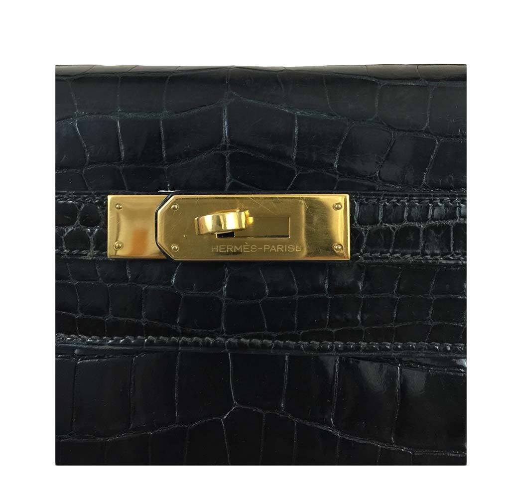 Hermès Porosus Crocodile Kelly 32 Black Bag