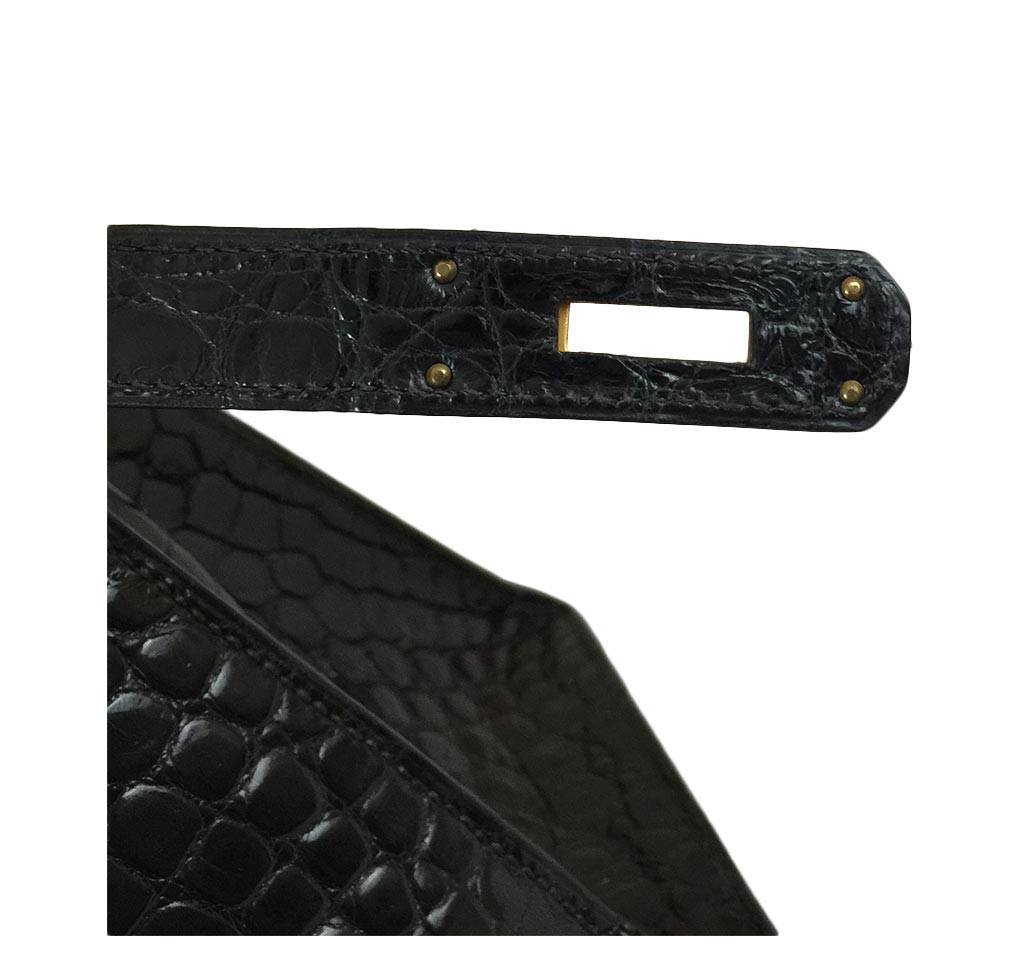 Hermès Porosus Crocodile Kelly 32 Black Bag