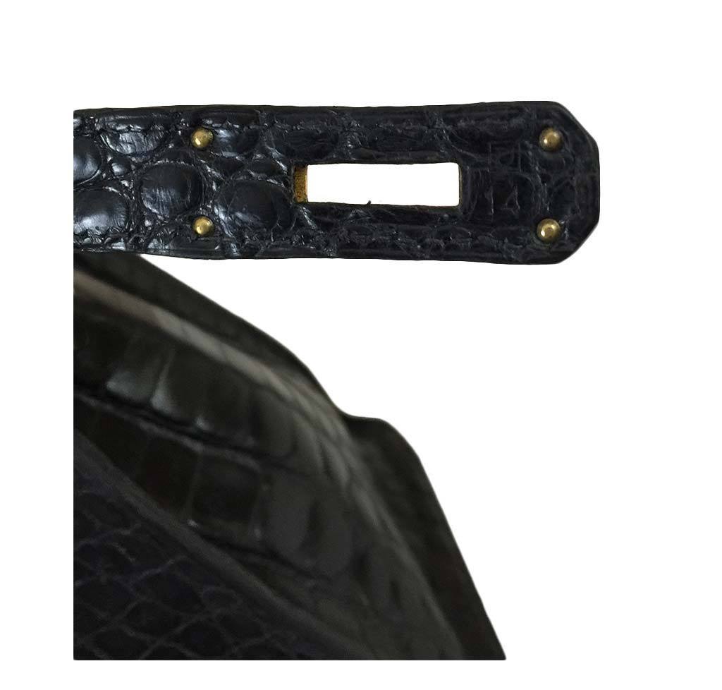 Hermès Black Crocodile Kelly 32cm Bag