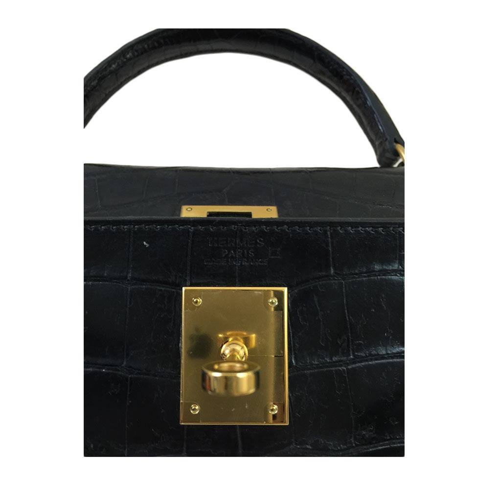 Hermès Black Crocodile Kelly 32cm Bag