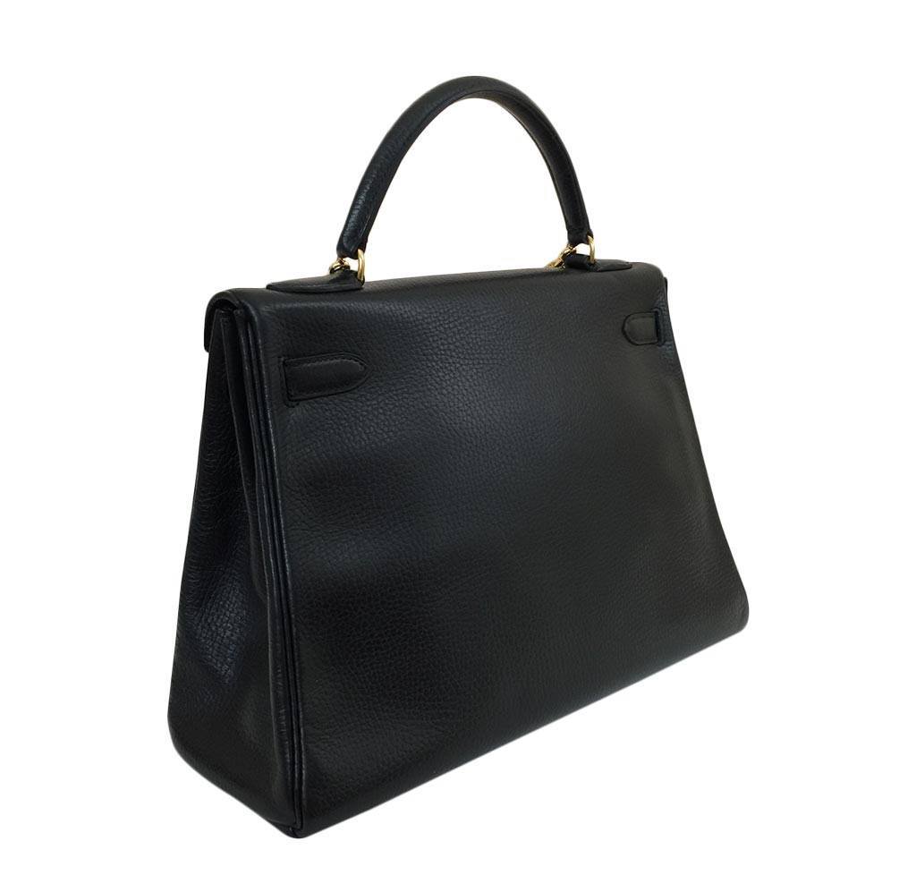 Hermès Kelly 32 Black Ardennes Leather Bag GHW