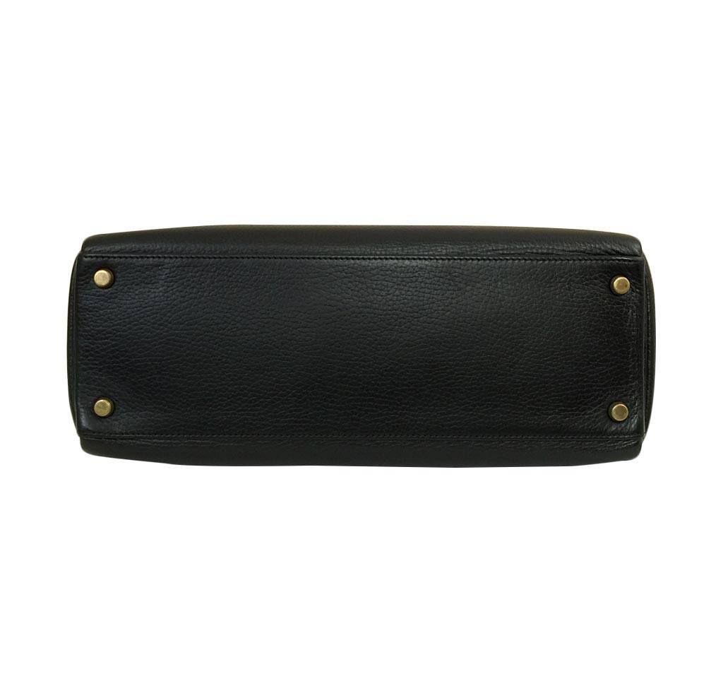 Hermès Kelly 32 Black Ardennes Leather Bag GHW