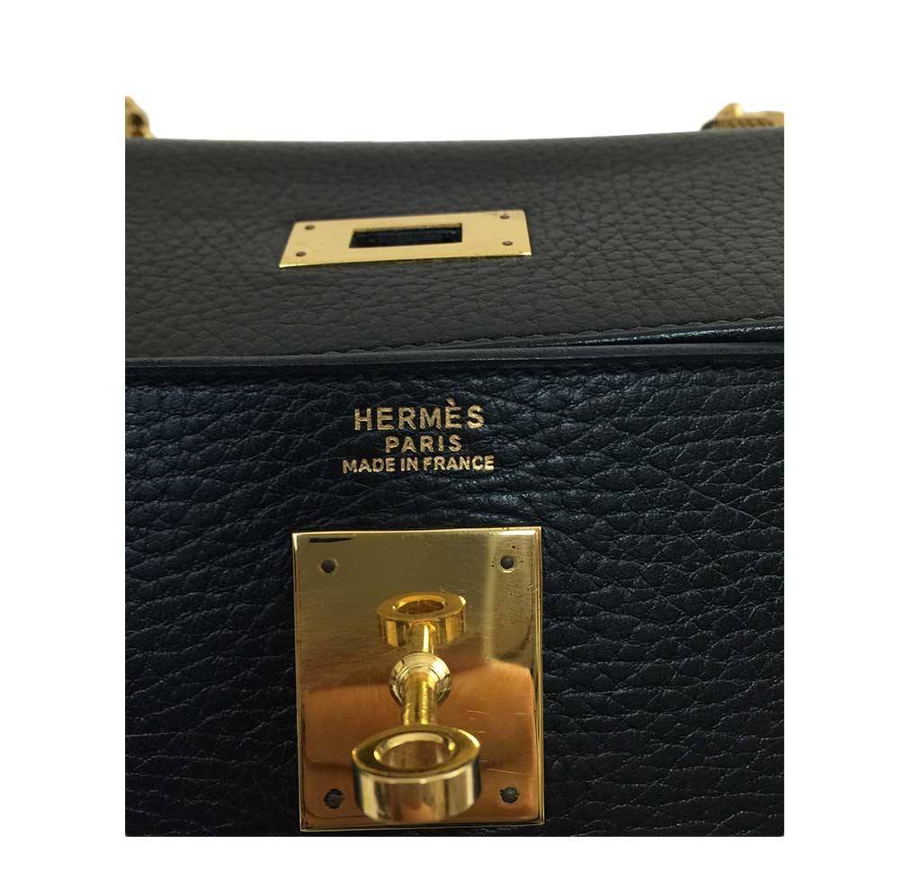 Hermès Kelly 32 Black Ardennes Leather Bag GHW
