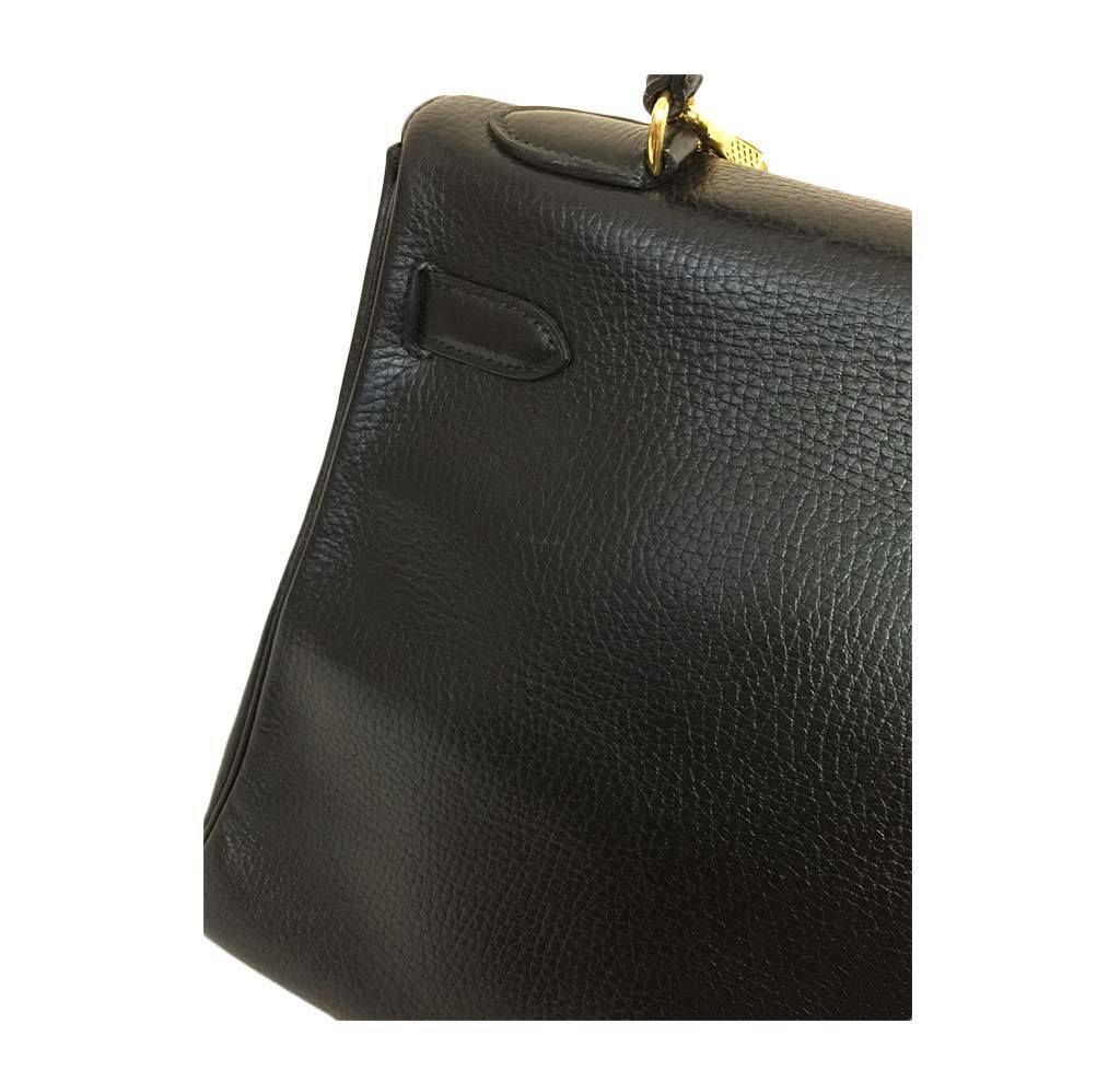 Hermès Kelly 32 Black Ardennes Leather Bag GHW