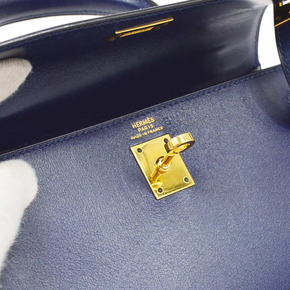 Hermes 1995 Blue Box Calf Mini Kelly 20
