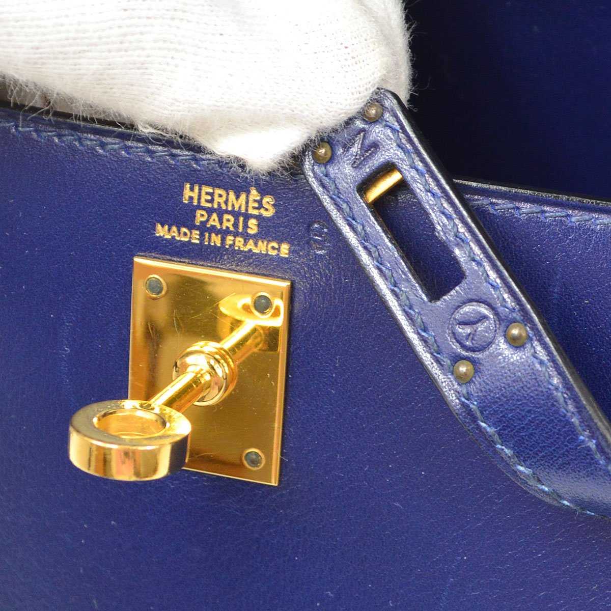 Hermes 1995 Blue Box Calf Mini Kelly 20