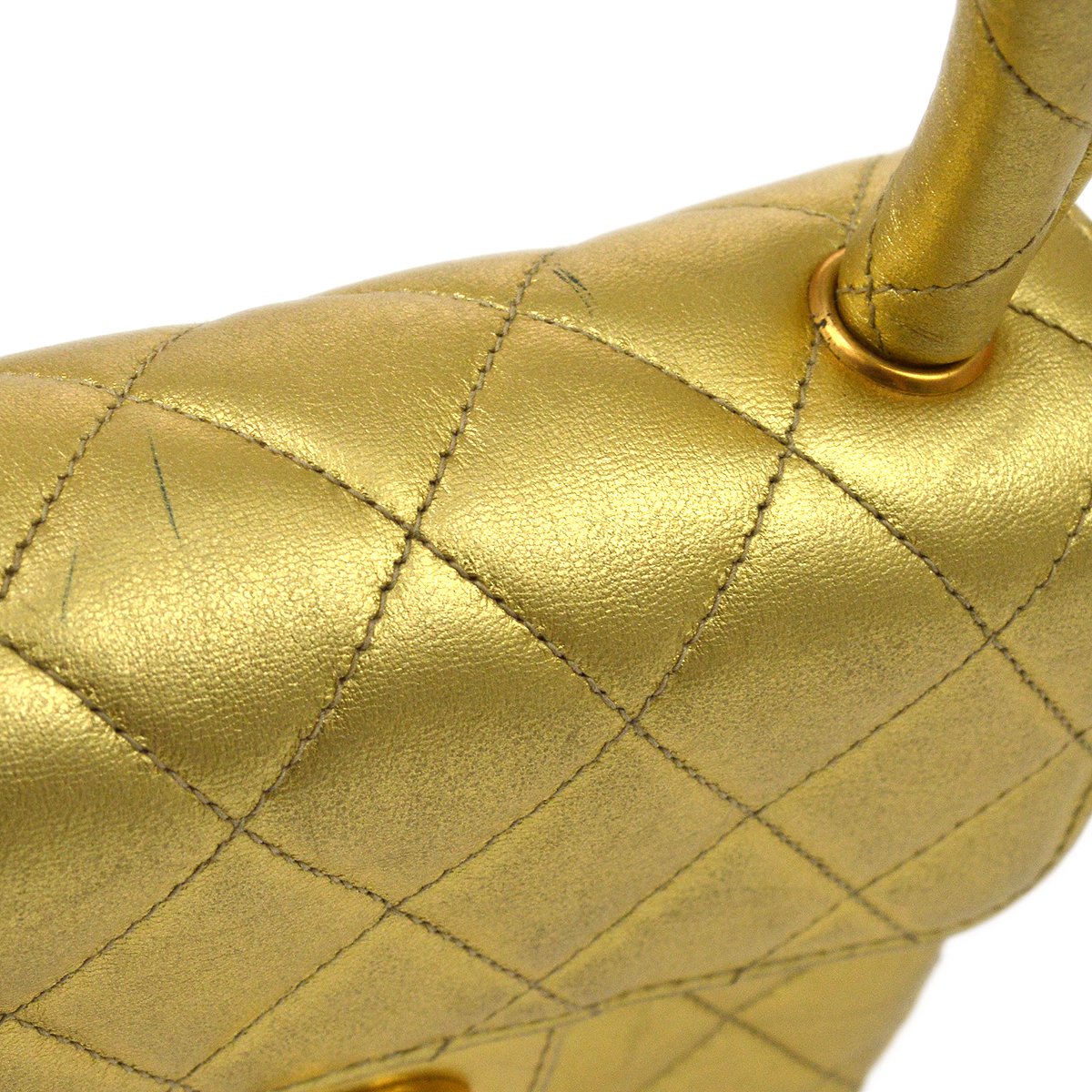 Chanel 1994 Gold Lambskin Micro Classic Flap Handbag