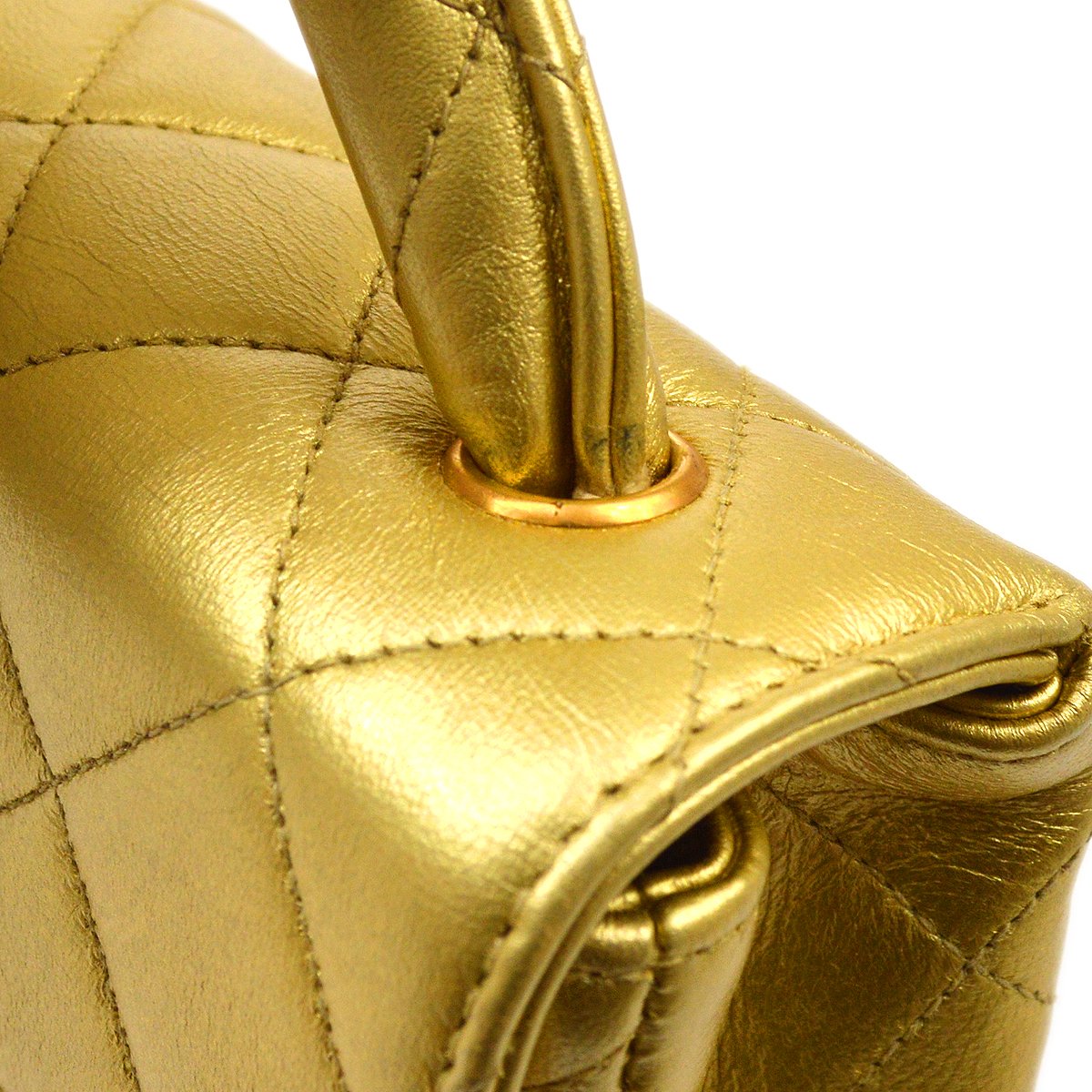Chanel 1994 Gold Lambskin Micro Classic Flap Handbag