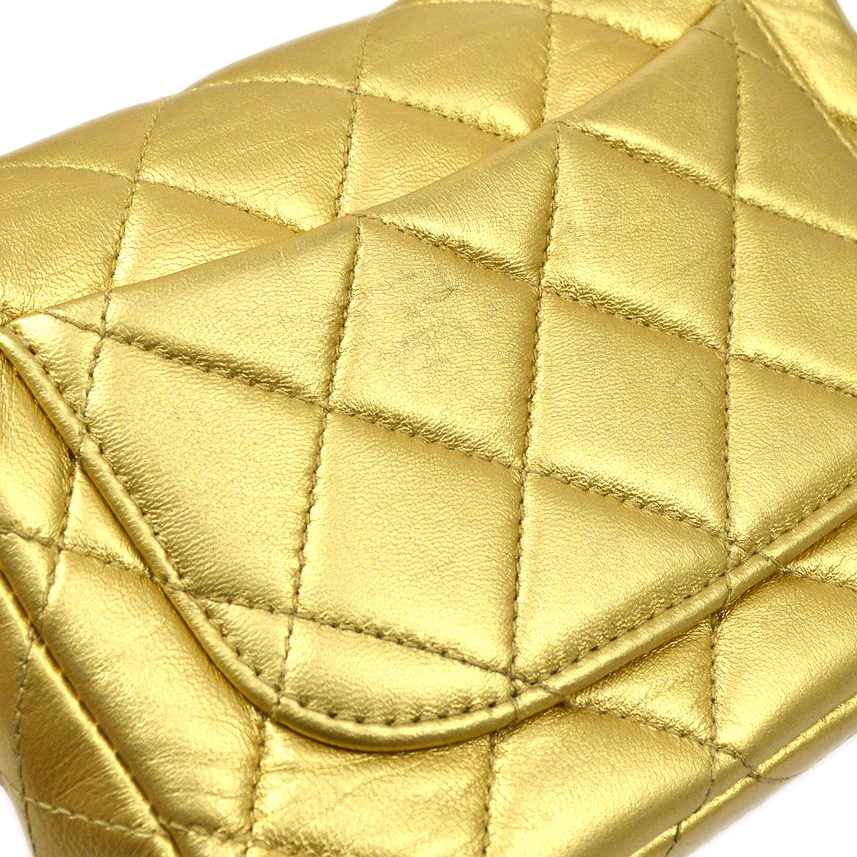 Chanel 1994 Gold Lambskin Micro Classic Flap Handbag