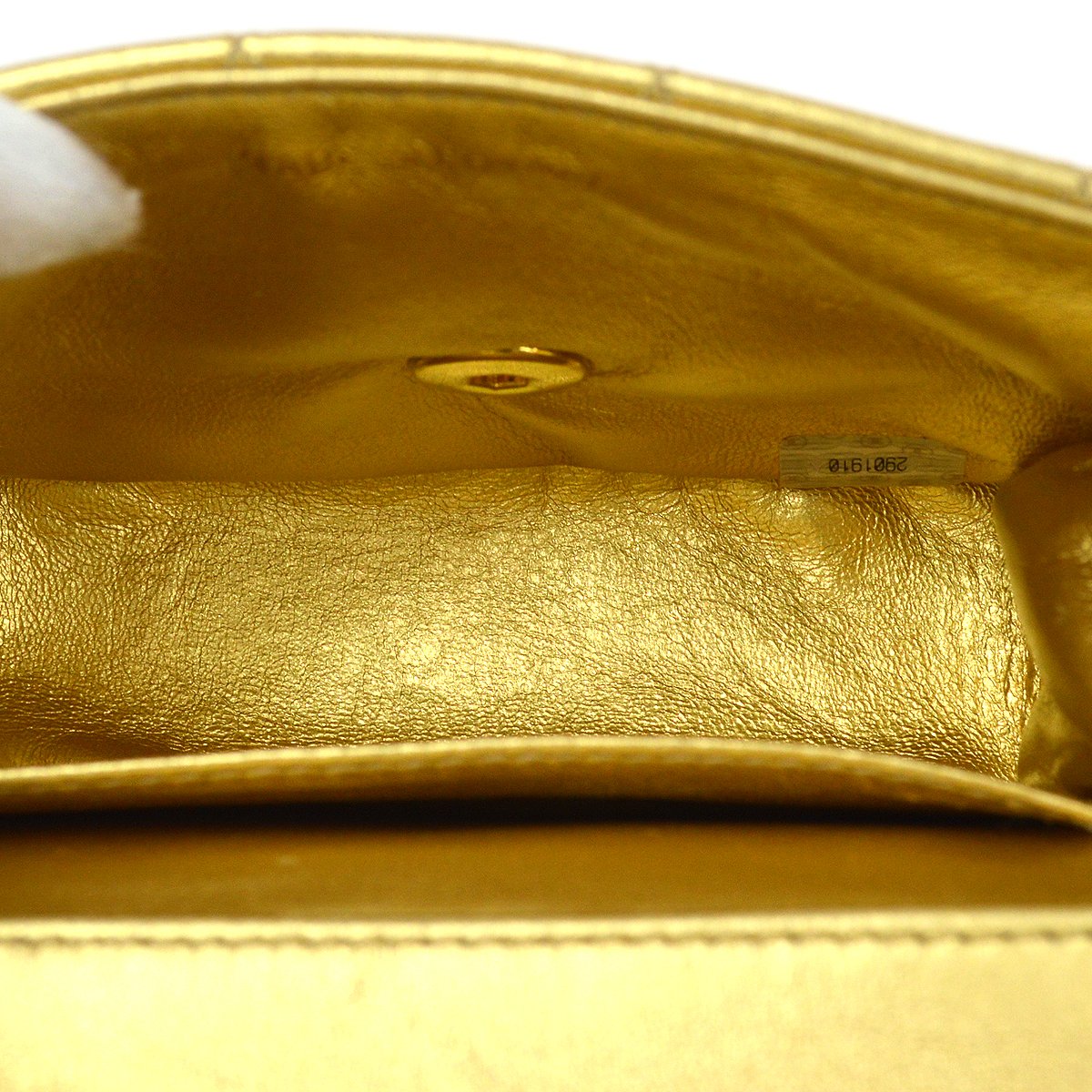 Chanel 1994 Gold Lambskin Micro Classic Flap Handbag