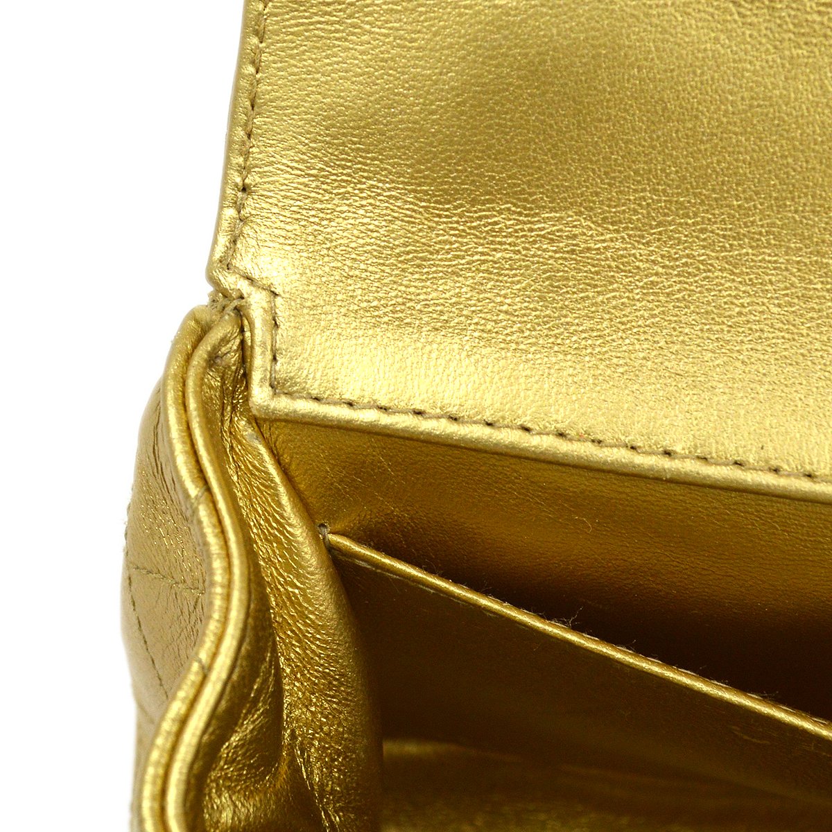 Chanel 1994 Gold Lambskin Micro Classic Flap Handbag
