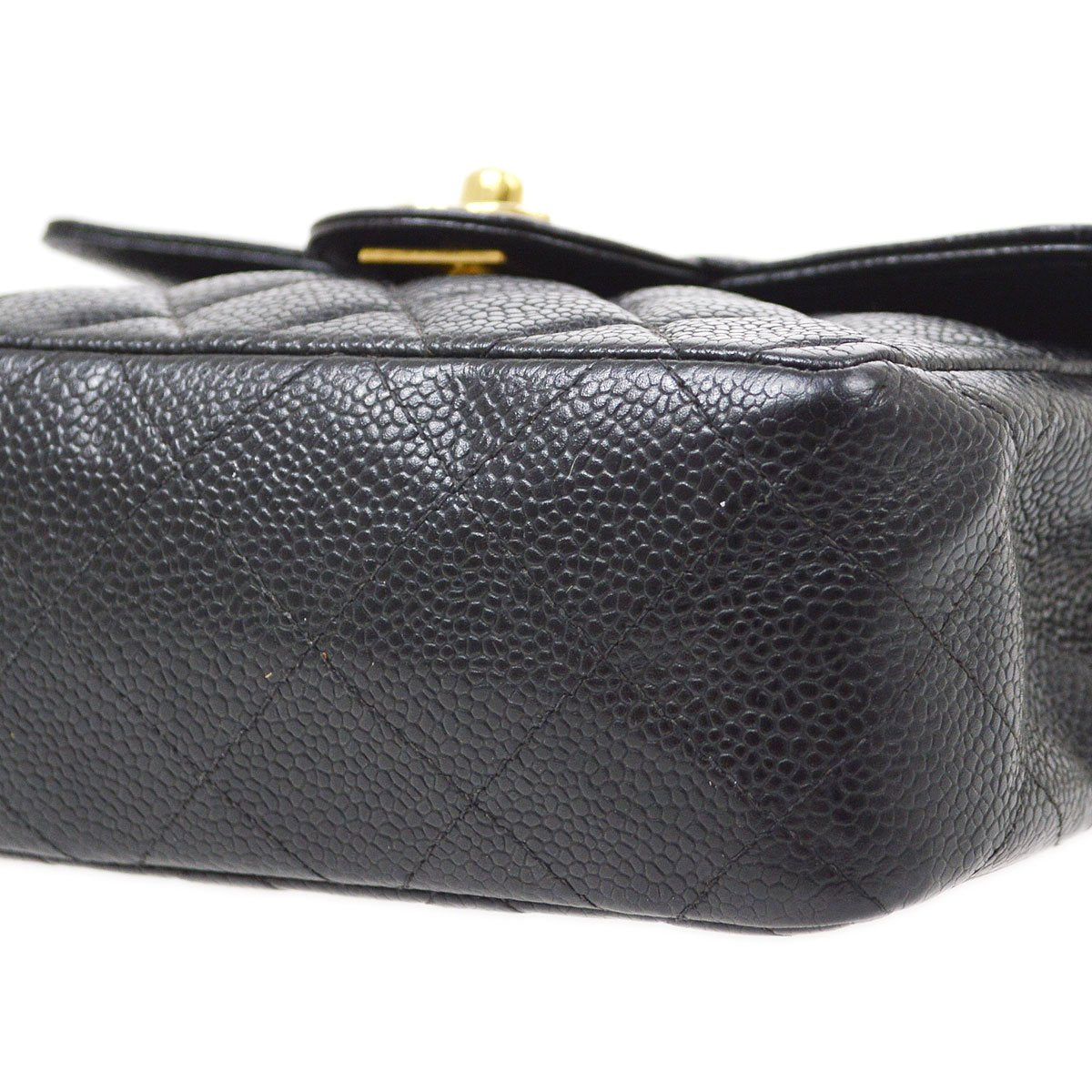 CHANEL 2001-2003 Classic Square Flap 17 Black Caviar