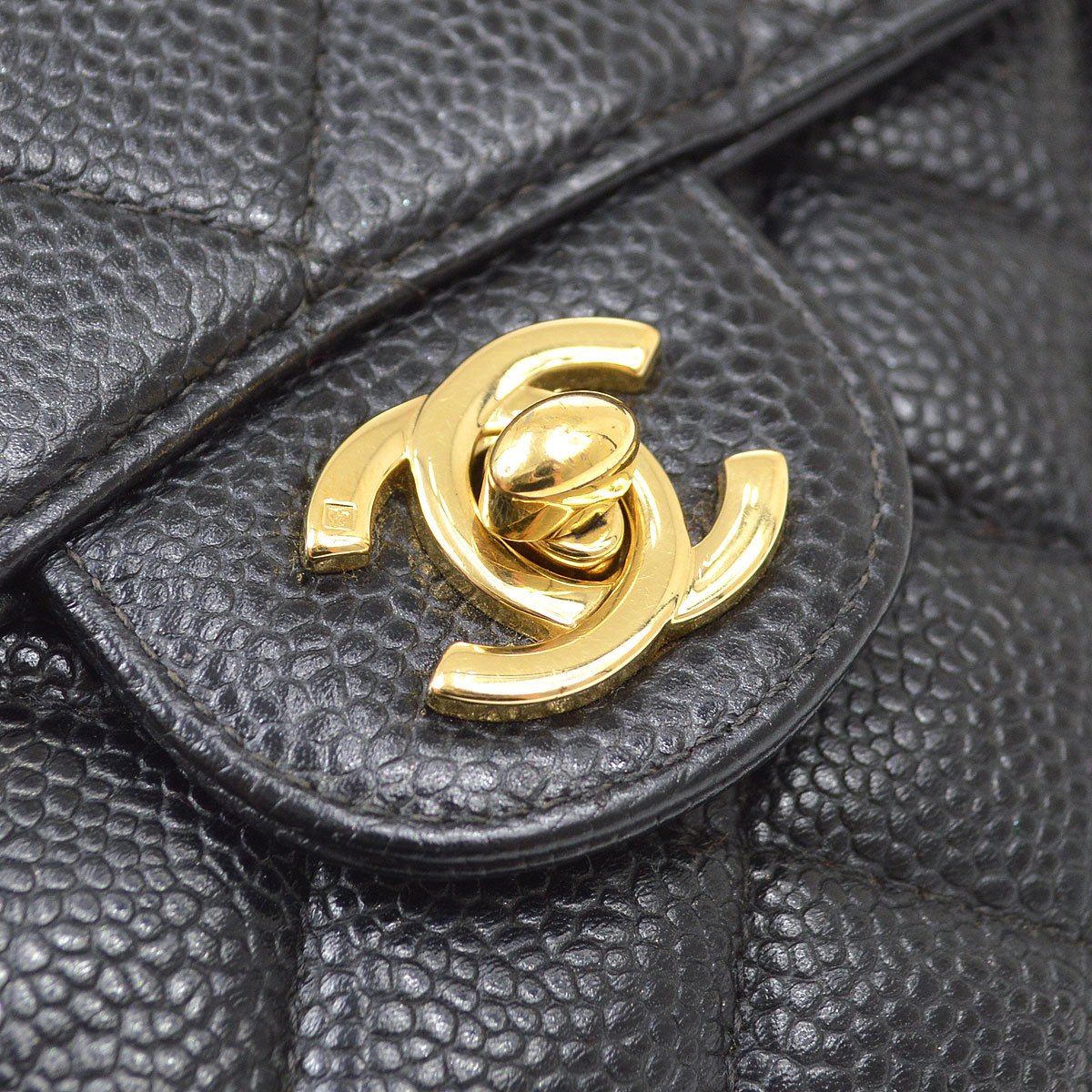 CHANEL 2001-2003 Classic Square Flap 17 Black Caviar