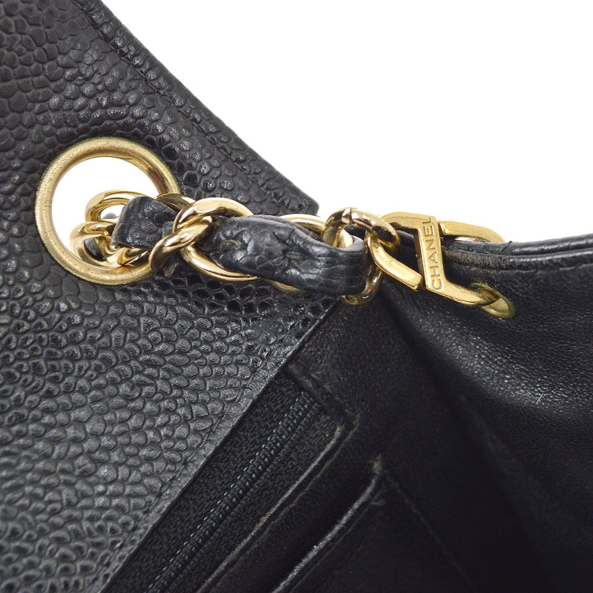 CHANEL 2001-2003 Classic Square Flap 17 Black Caviar