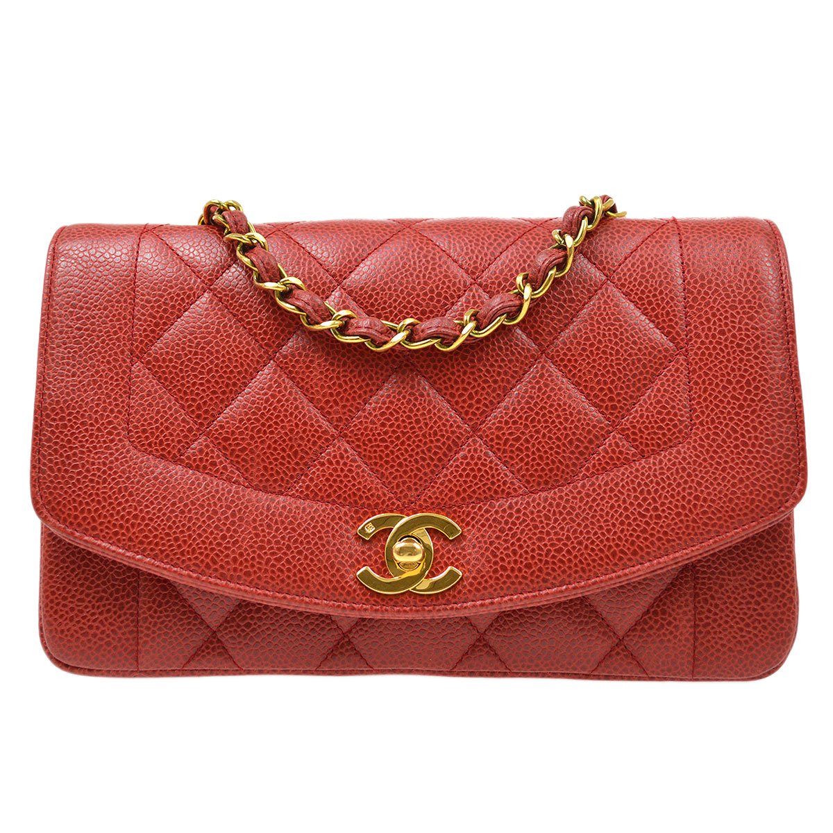 CHANEL 1991-1994 Red Caviar Diana Small