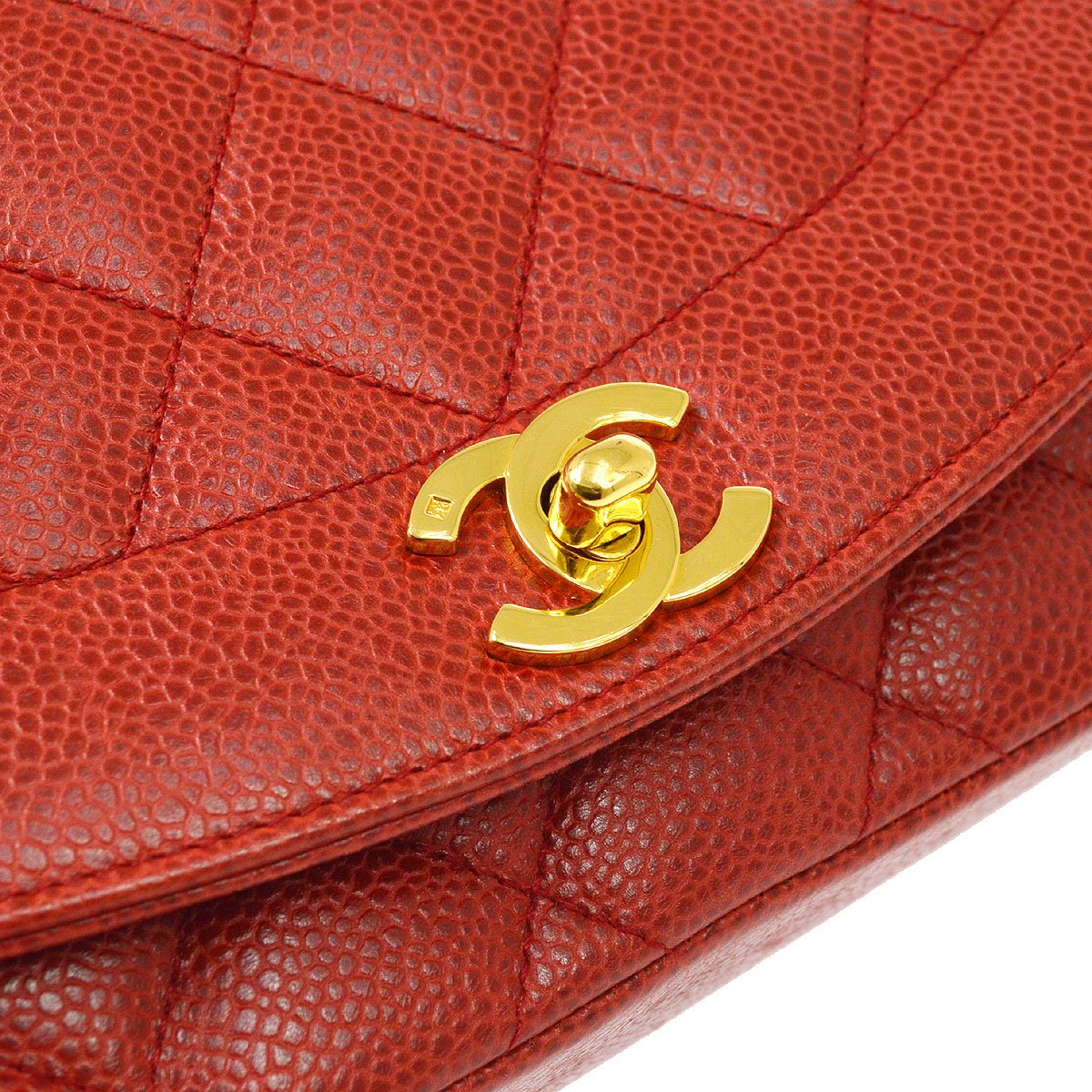 CHANEL 1991-1994 Red Caviar Diana Small
